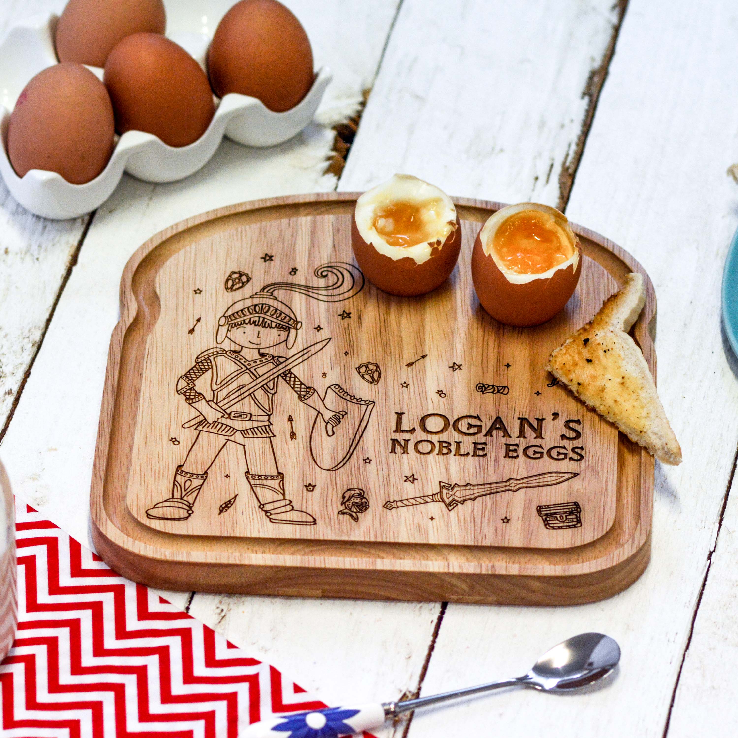 Personalised Breakfast Egg Wooden Board – Knight
