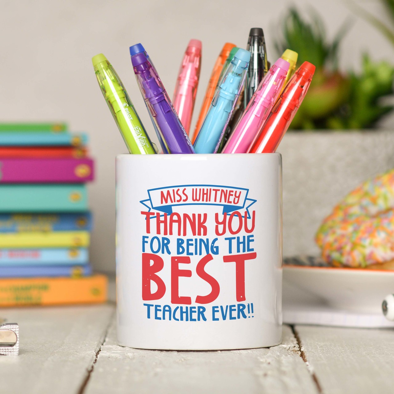 Personalised Thank you for being the best teacher Pencil Pot