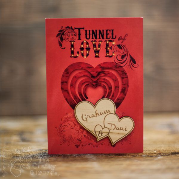 Personalised Tunnel of love Card Twin Heart Magnet