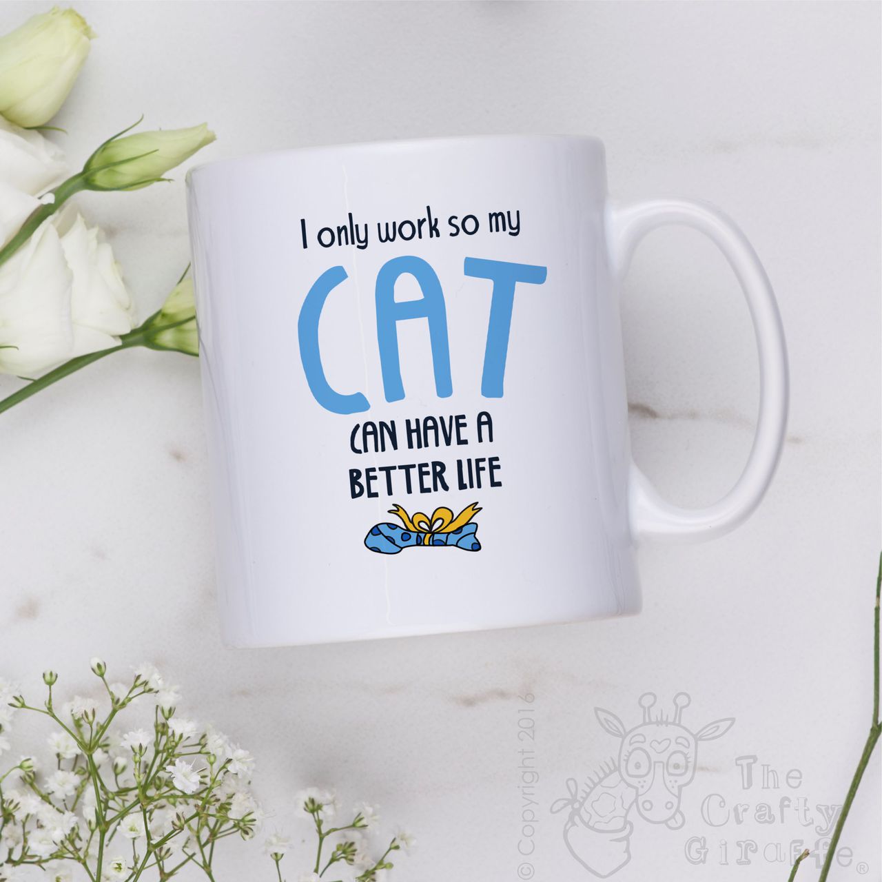 I only work so my cat can have a better life Mug – Blue