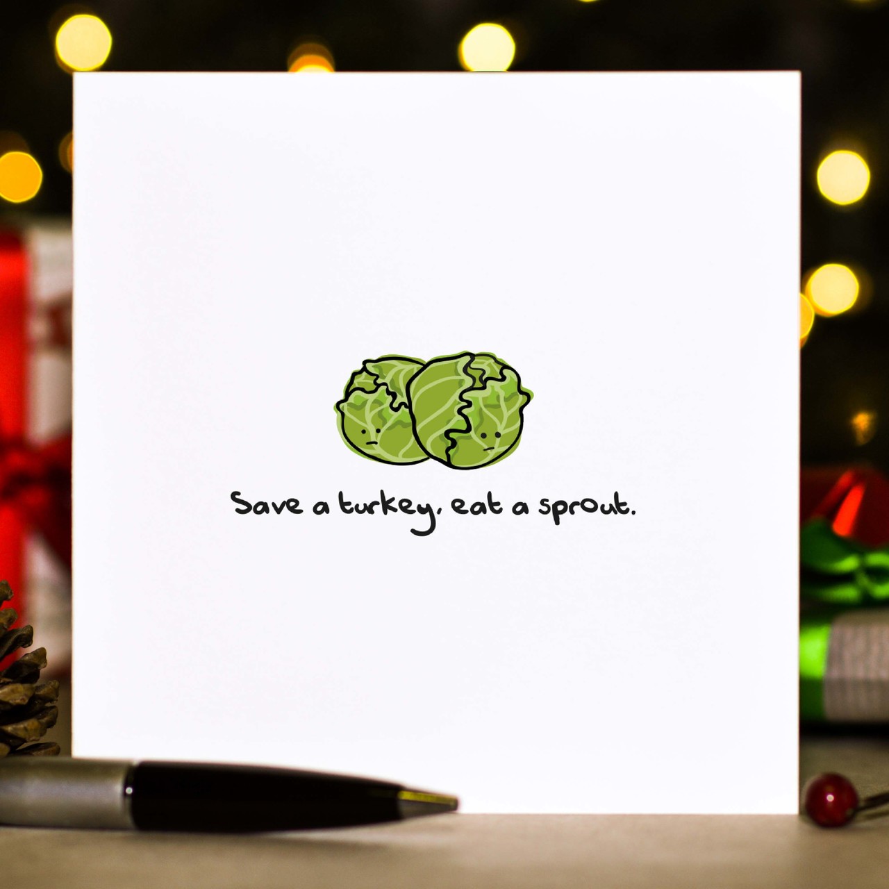Save a turkey; eat a sprout Christmas Card