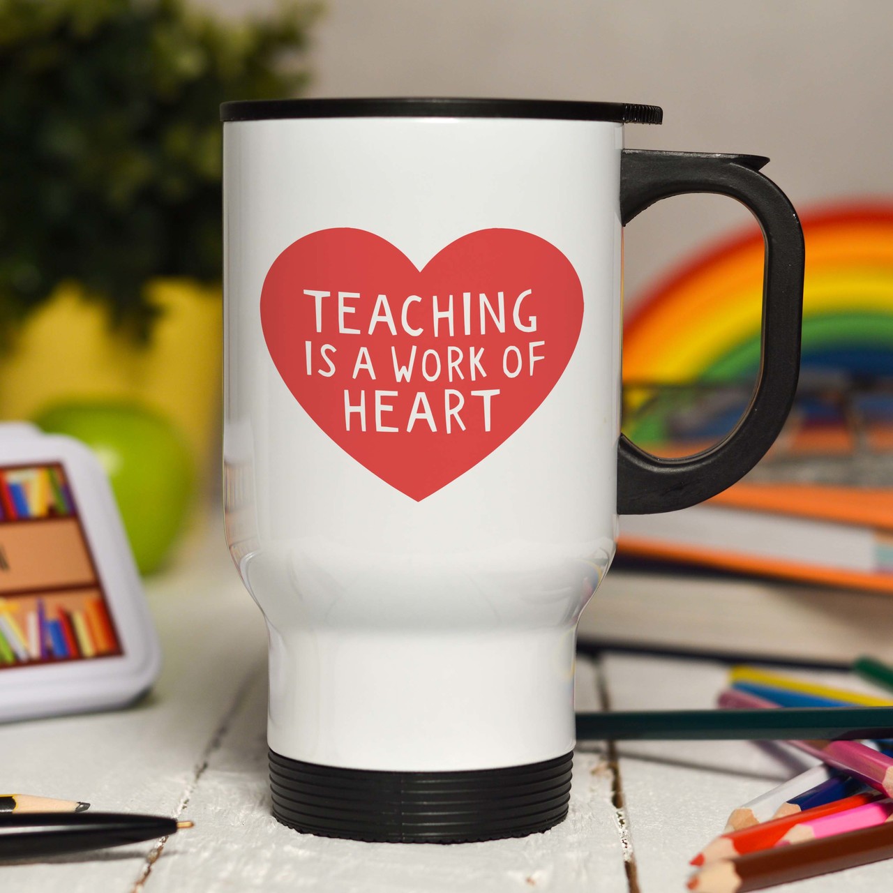 Personalised Teaching is a work of heart Travel Mug
