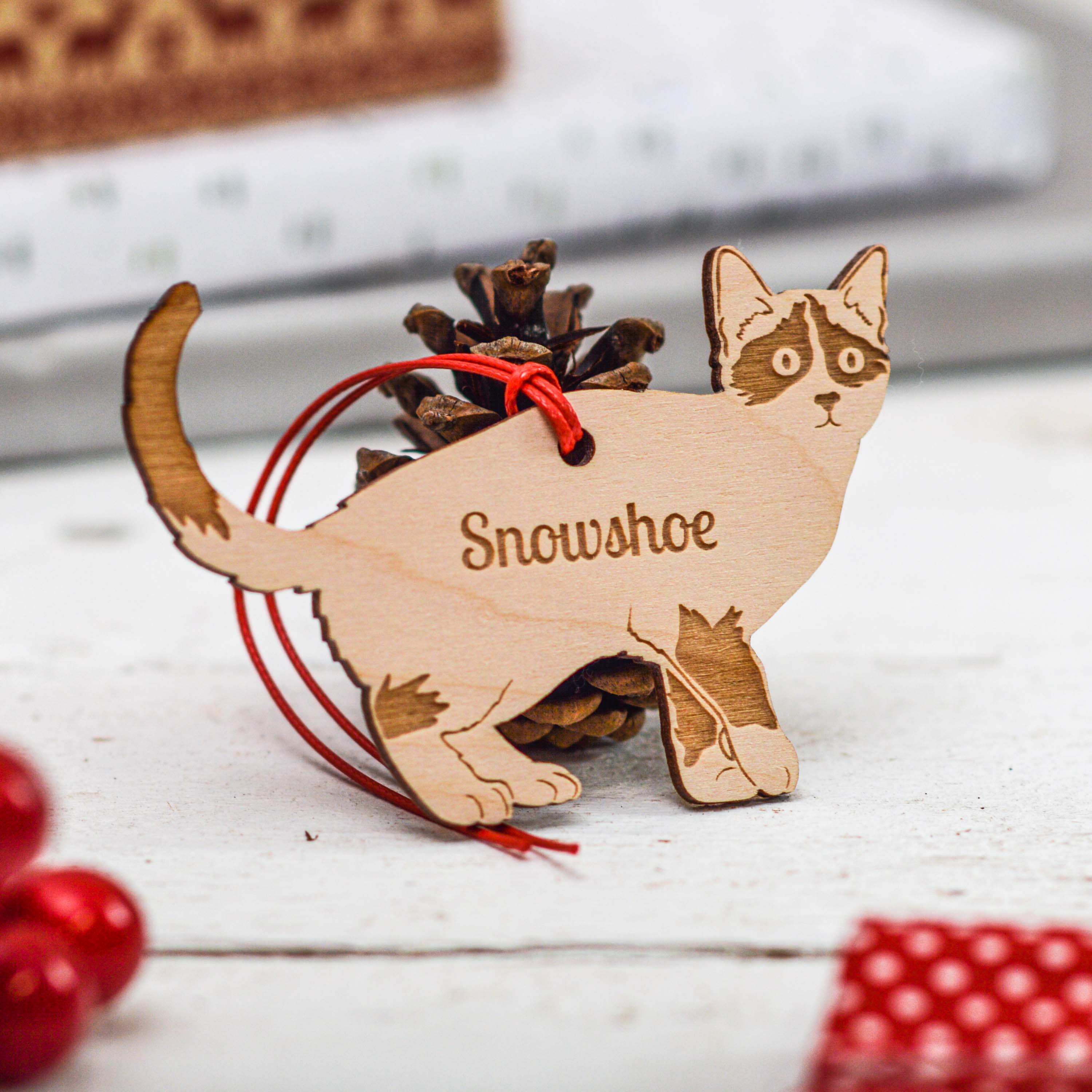 Personalised Snowshoe Cat Decoration