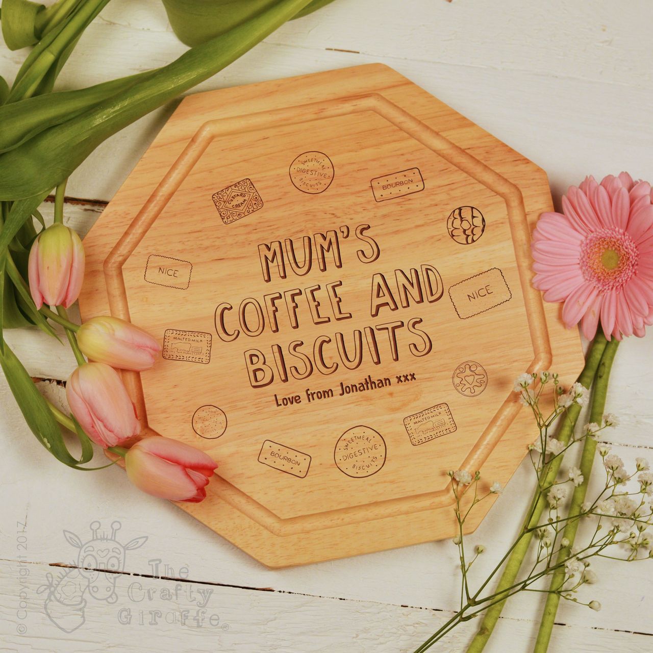 Personalised – Coffee and Biscuits Wooden Board