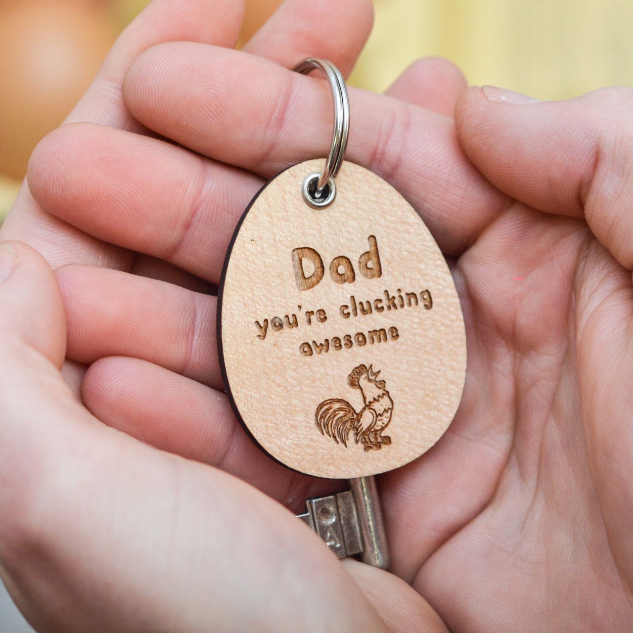 Personalised Clucking Awesome Fathers Day Keyring