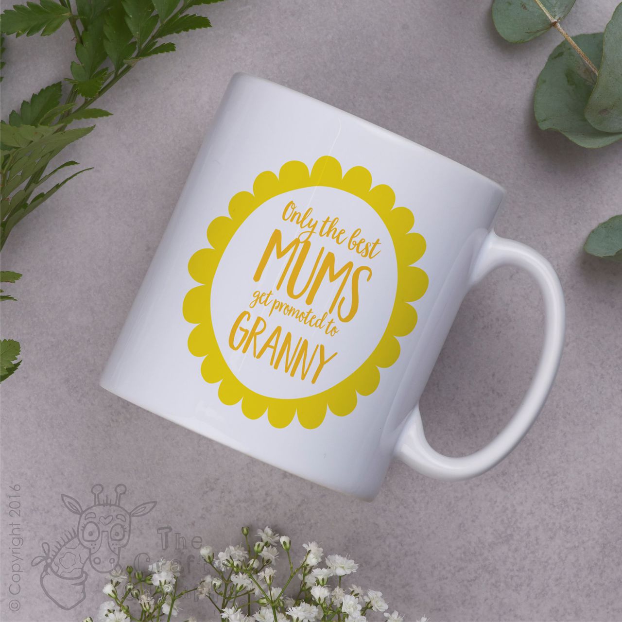 Personalised – Only the best mums get promoted to Mug – Yellow flower
