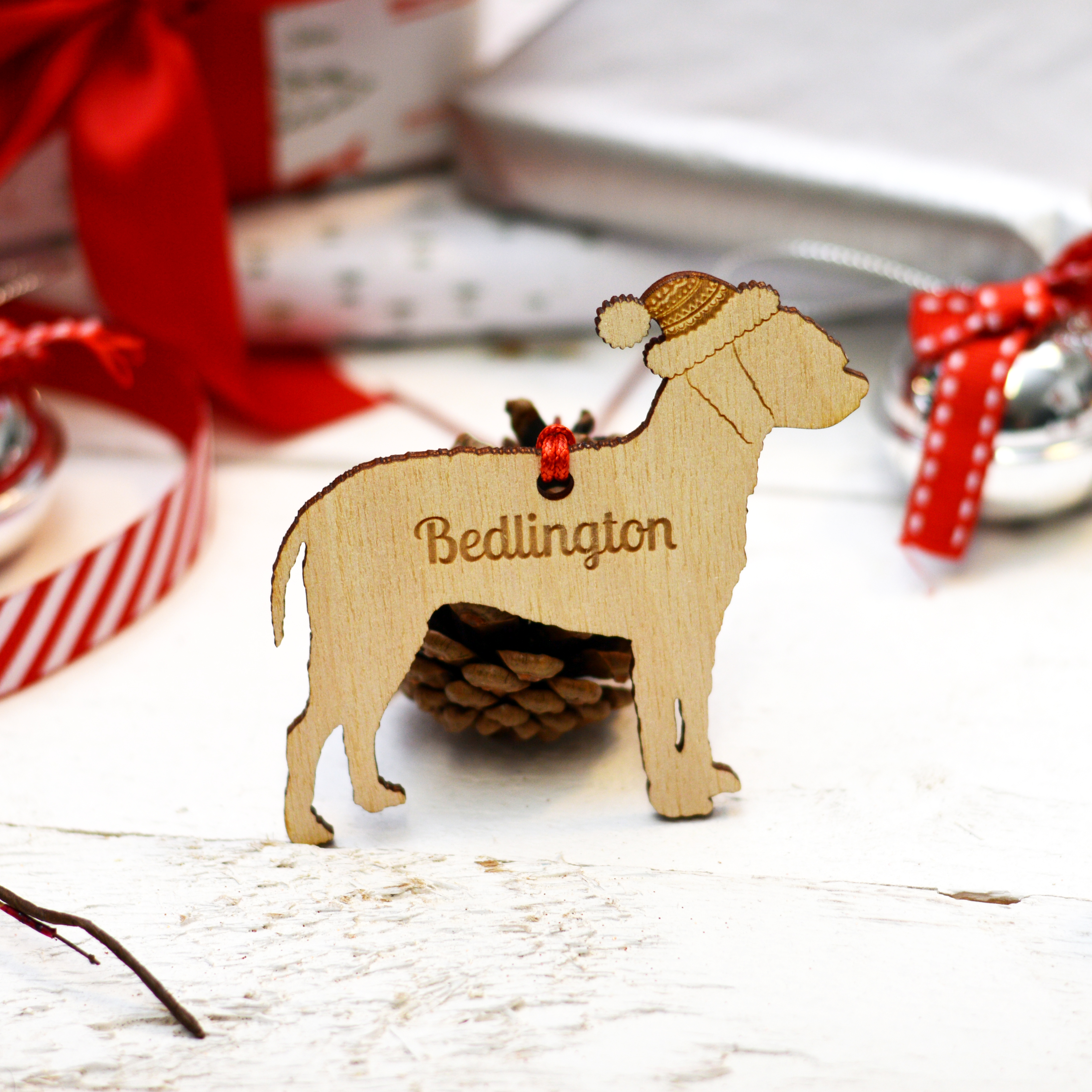 Personalised Bedlington Dog Decoration.