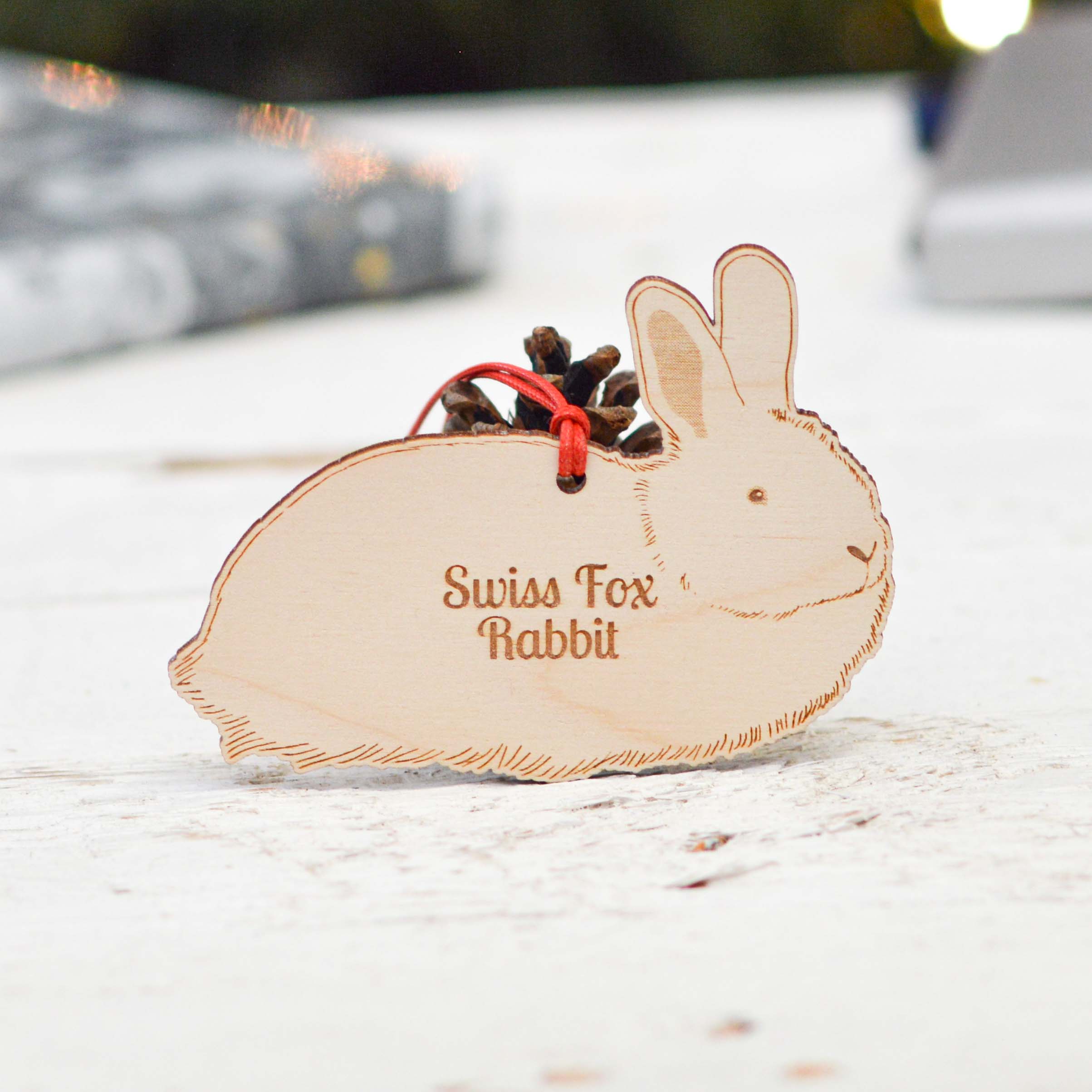 Personalised Swiss Fox Rabbit Decoration