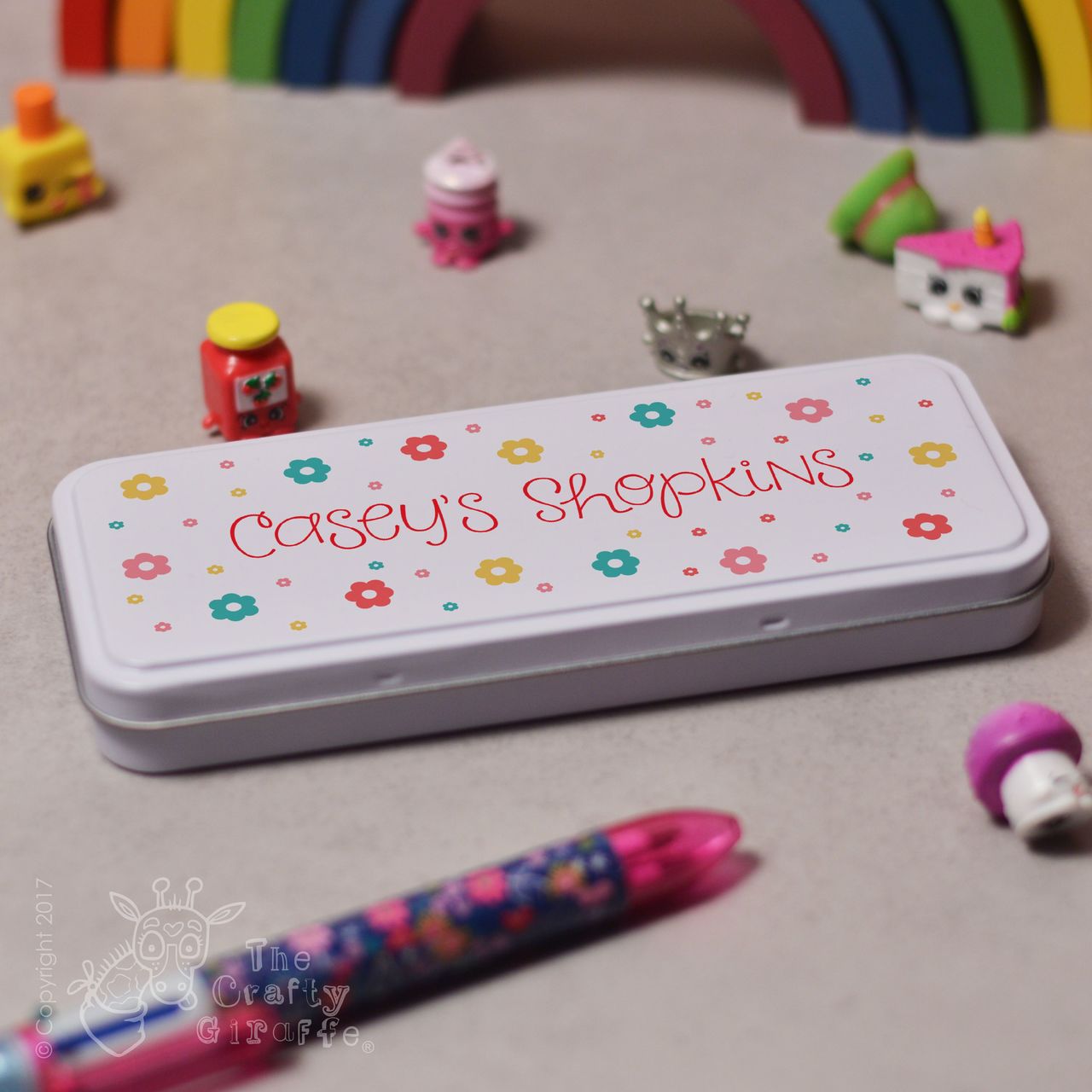 Personalised Flowers Pencil Tin.
