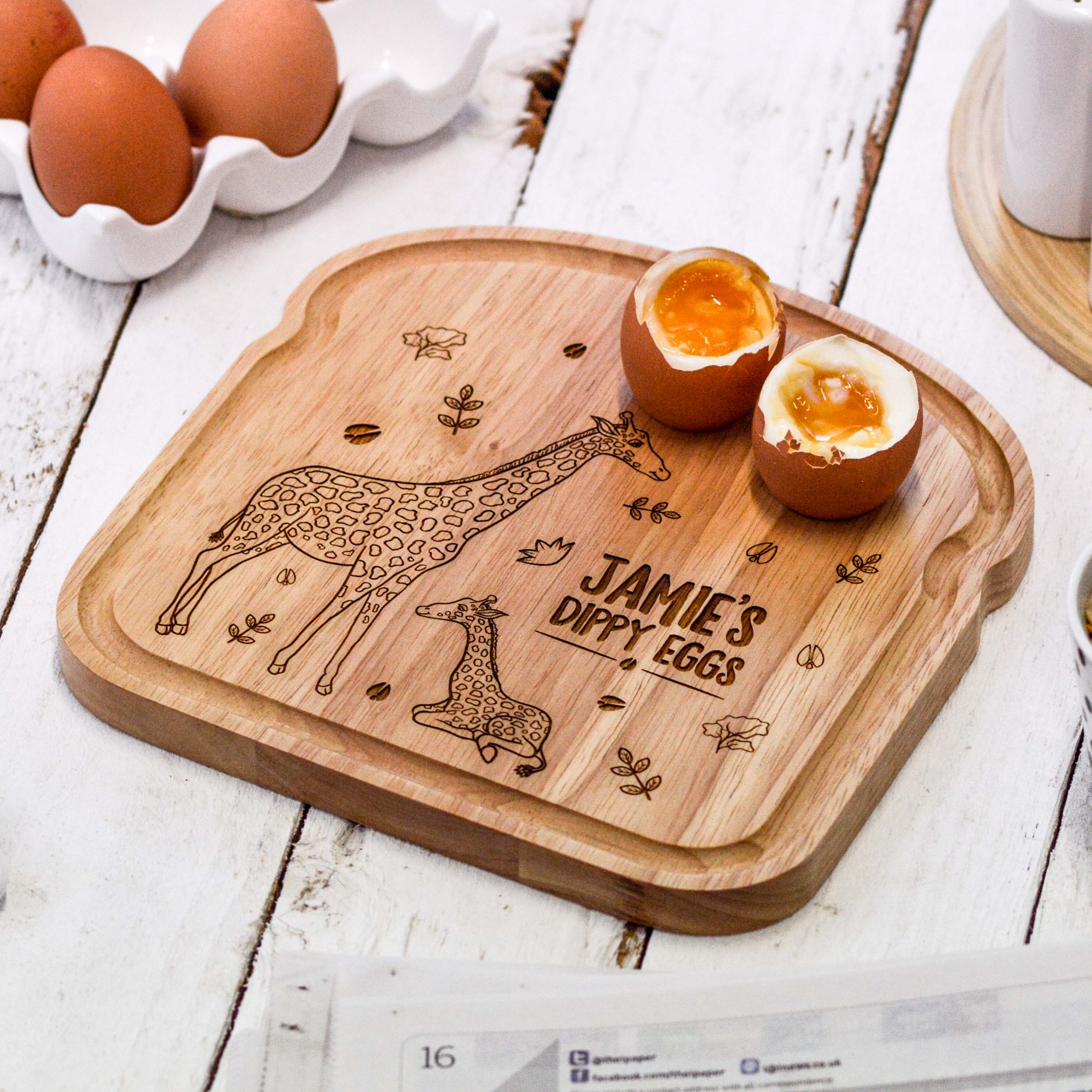 Personalised Breakfast Egg Wooden Board – Giraffe