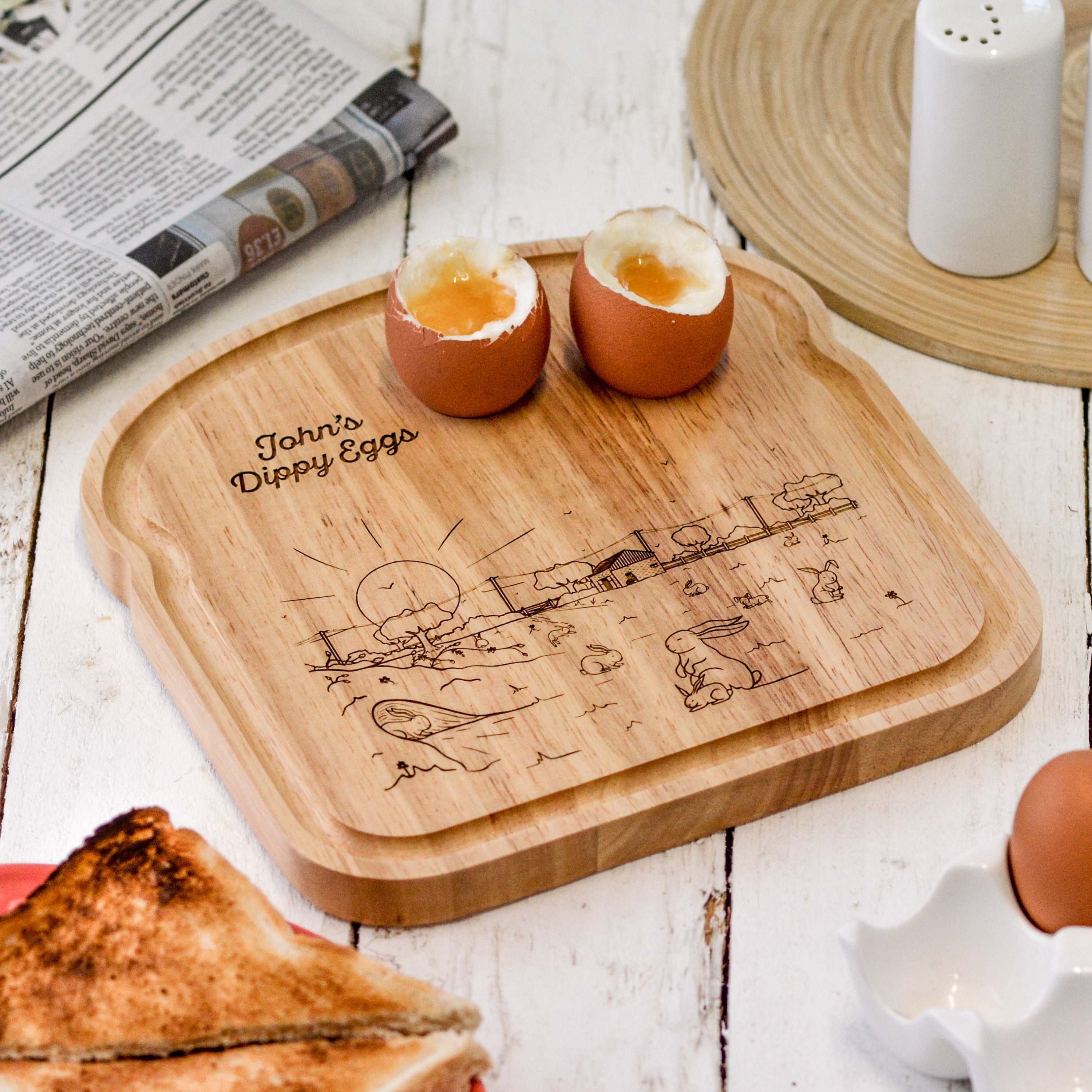 Personalised Breakfast Egg Wooden Board – Bunny