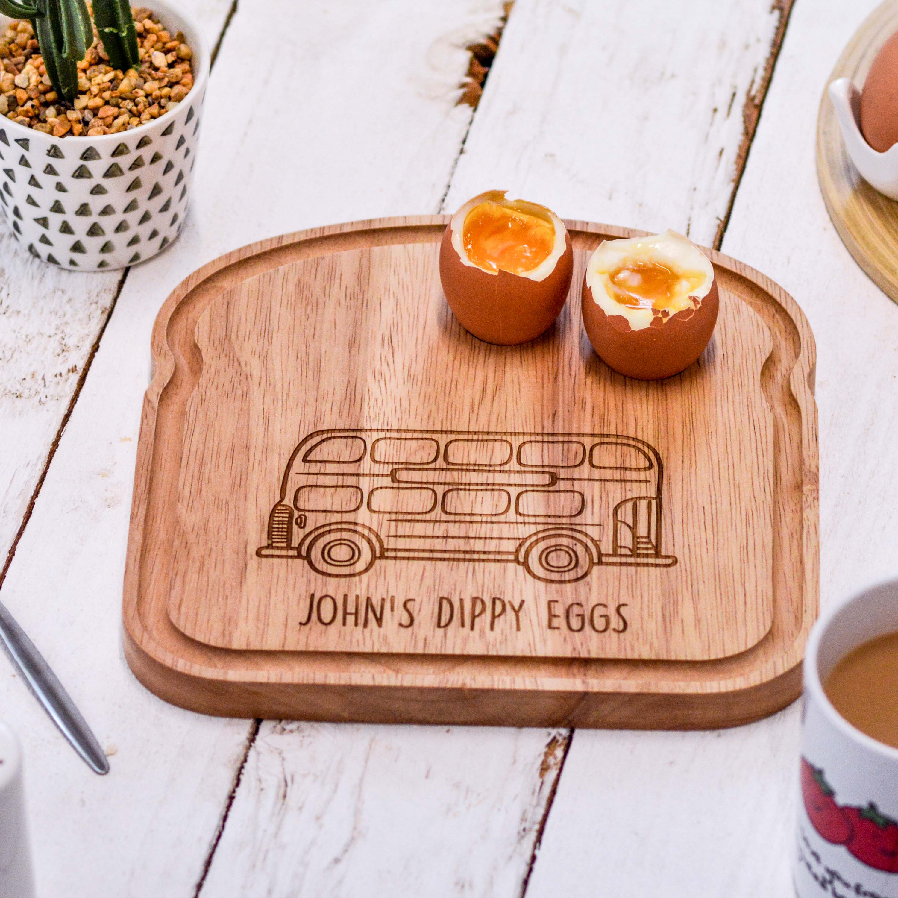 Personalised Breakfast Egg Wooden Board – Bus