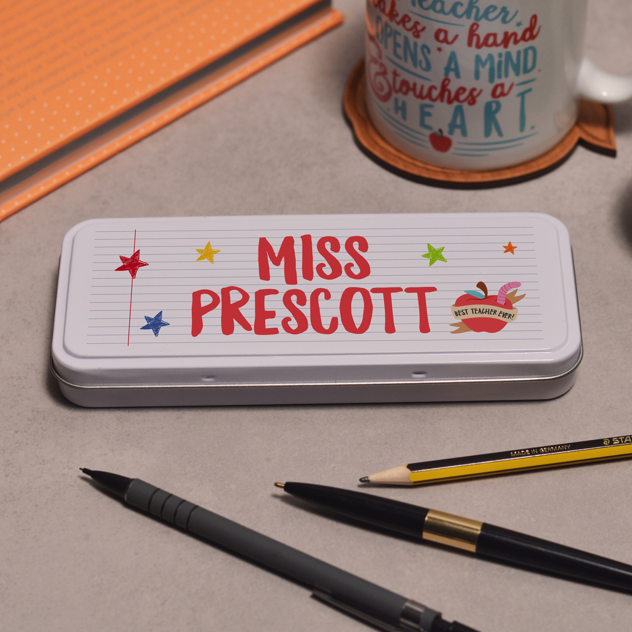 Personalised Teacher Name – Best teacher apple Pencil Tin