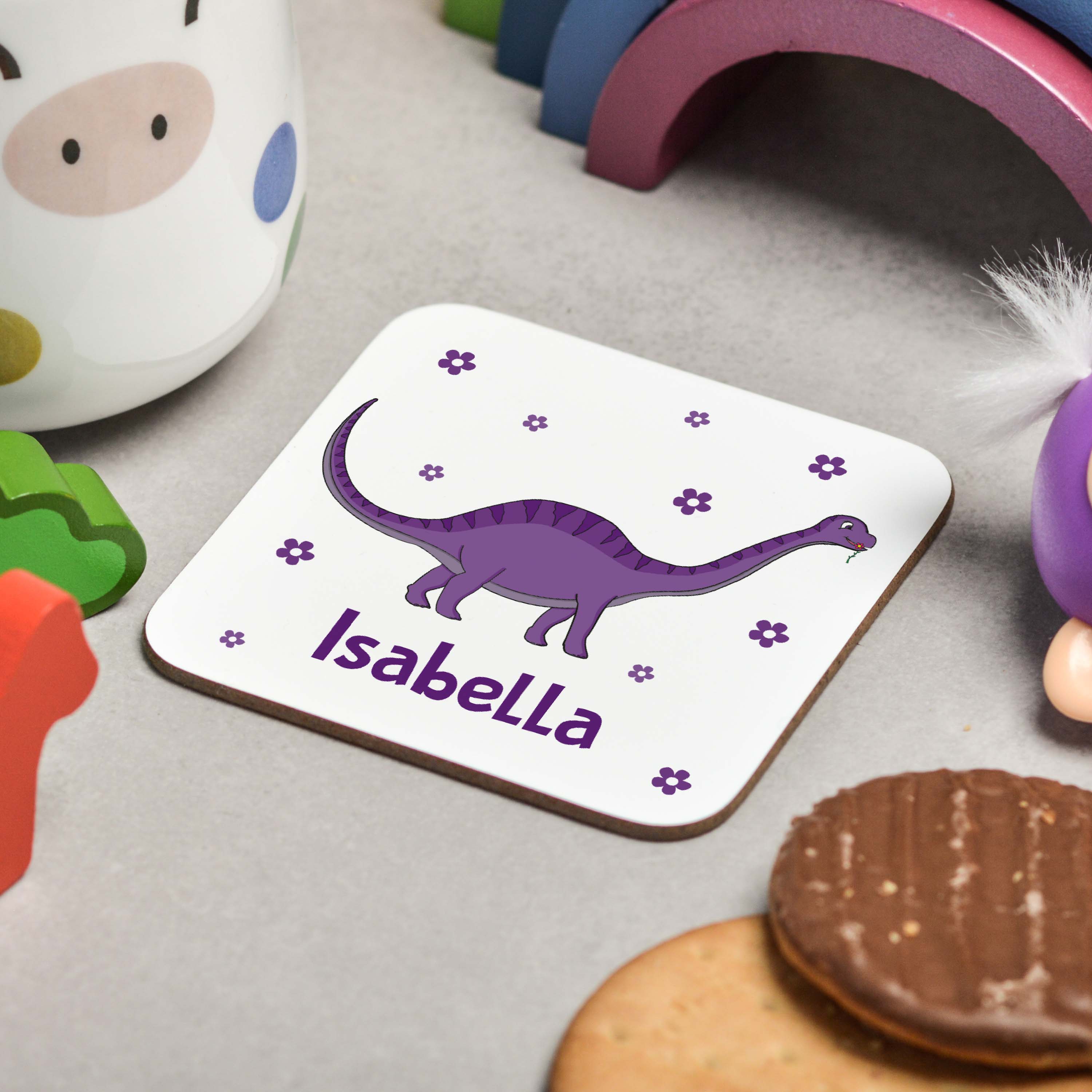 Personalised Purple Dinosaur Coaster
