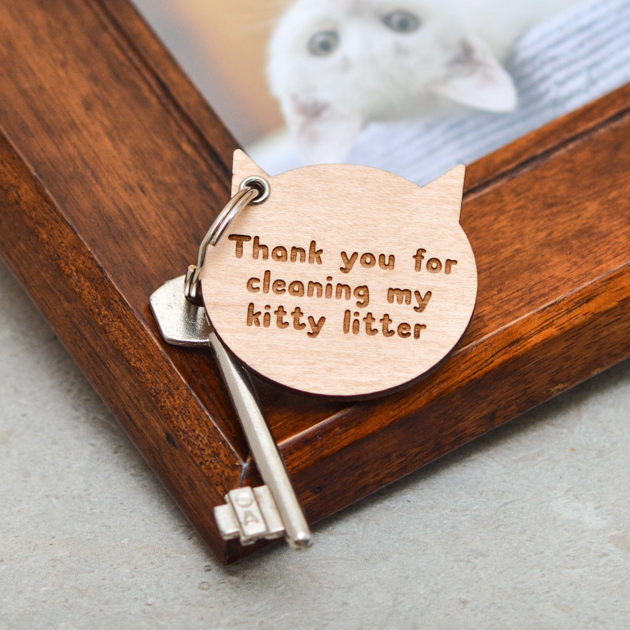 Personalised Cat Face Keyring