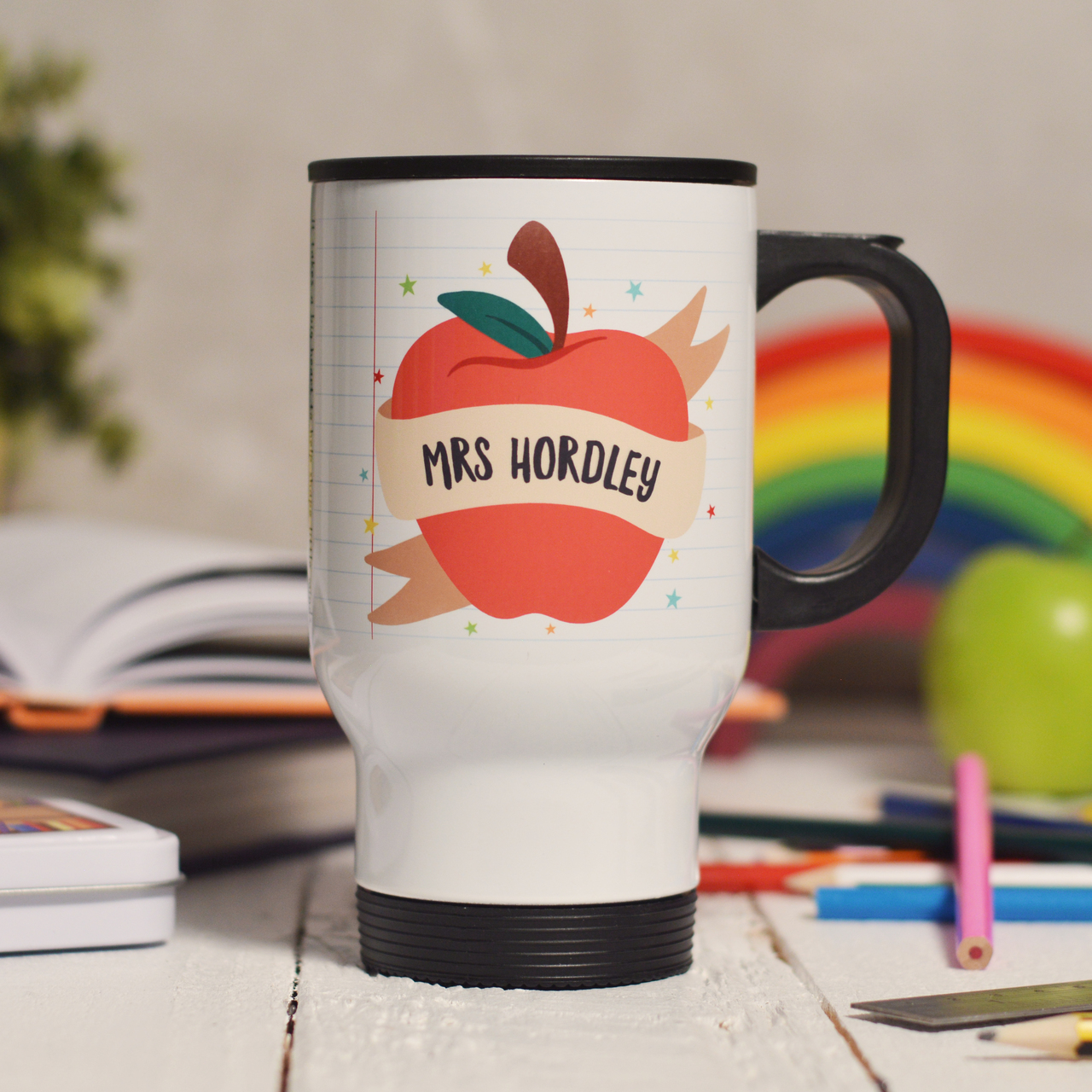 Personalised Apple Teacher Travel Mug