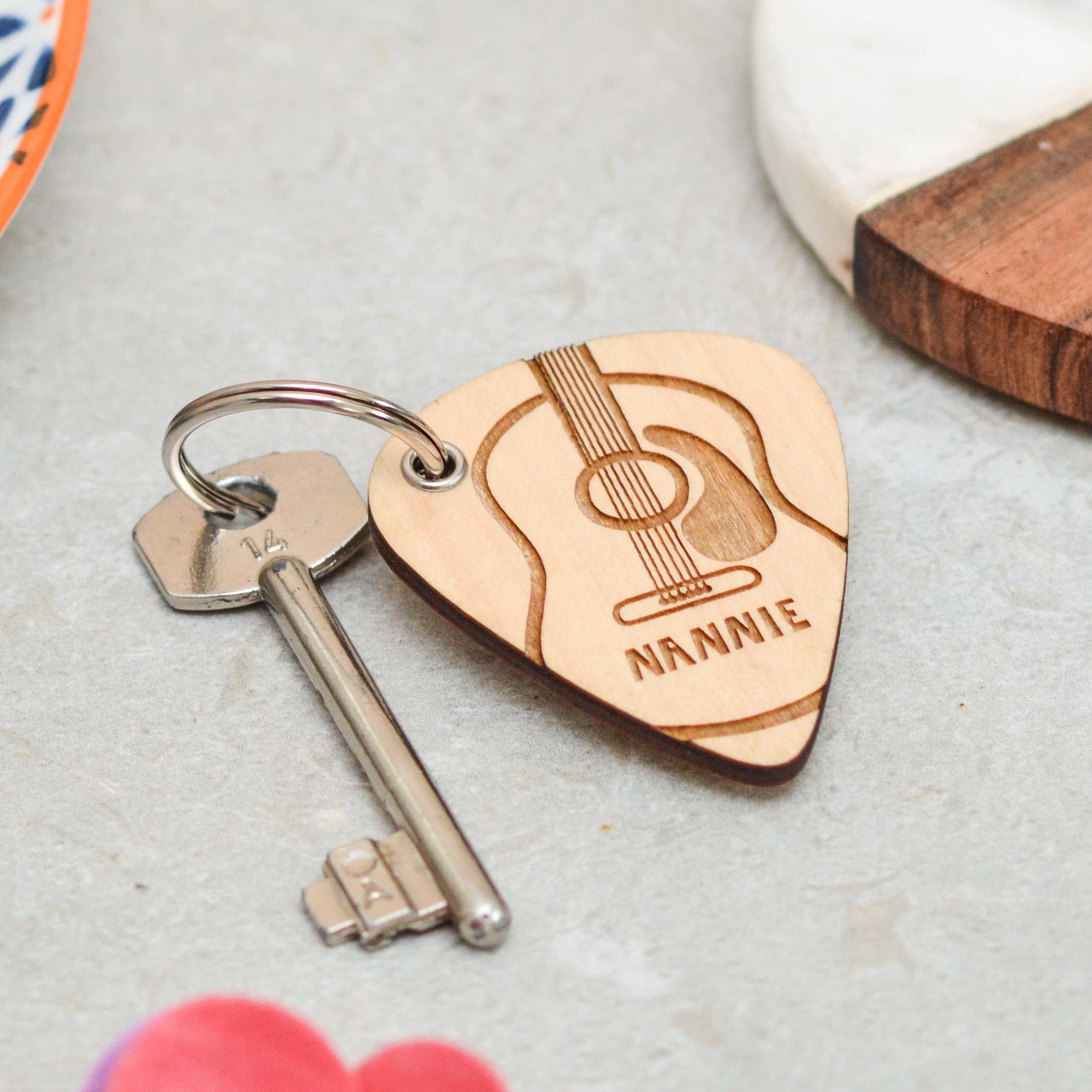 Personalised Acoustic Guitar Mothers Day Keyring