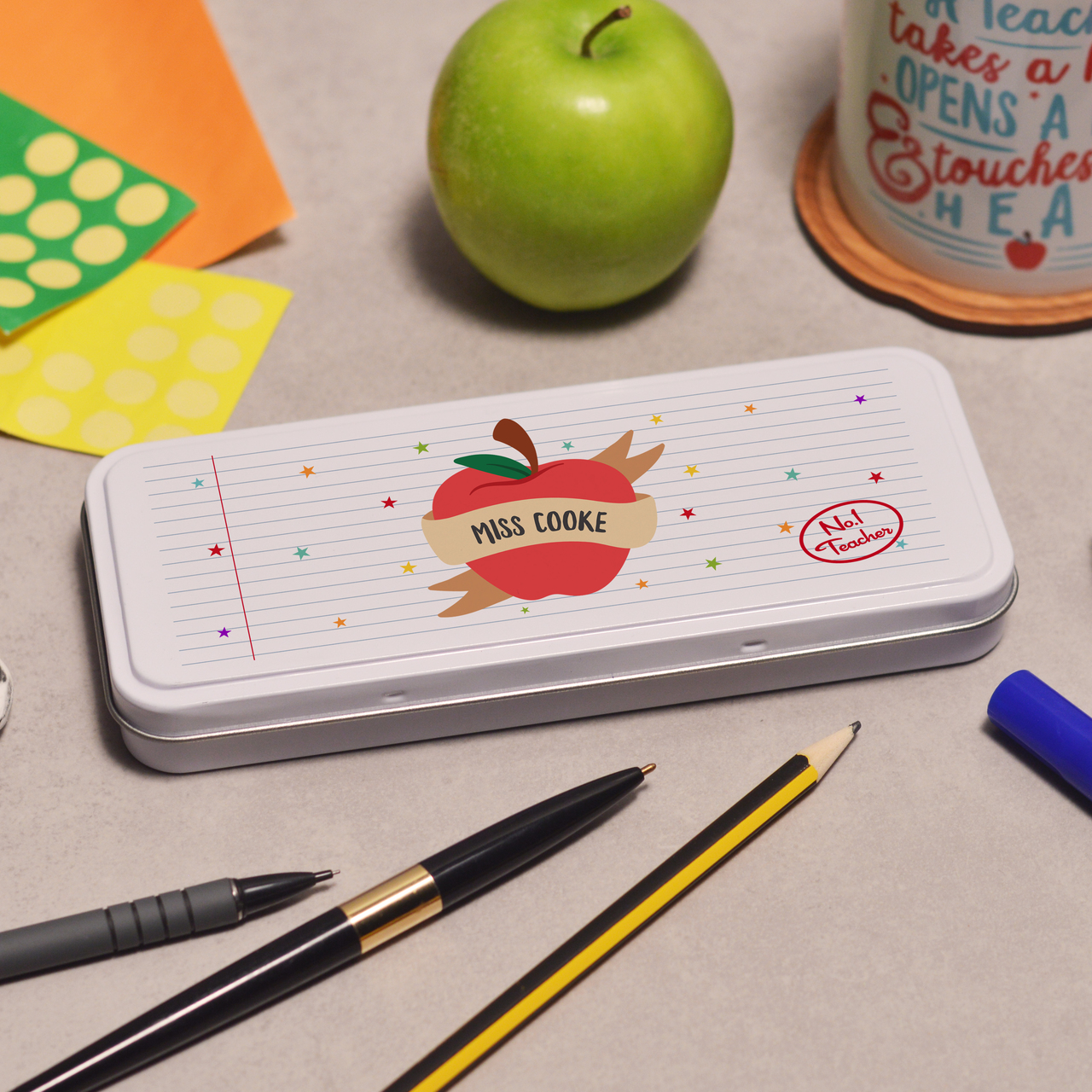 Personalised Apple Teacher Pencil Tin