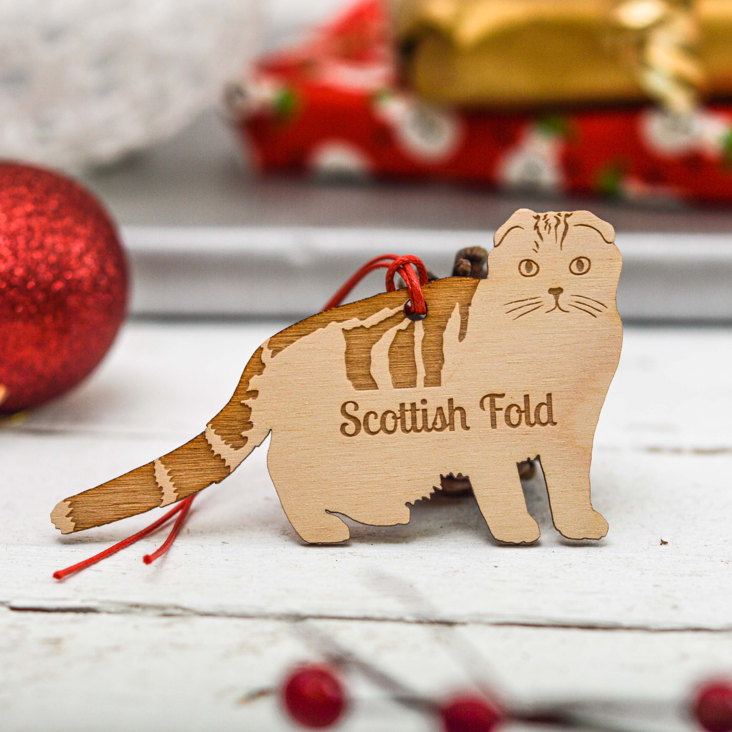 Personalised Scottish Fold Cat Decoration