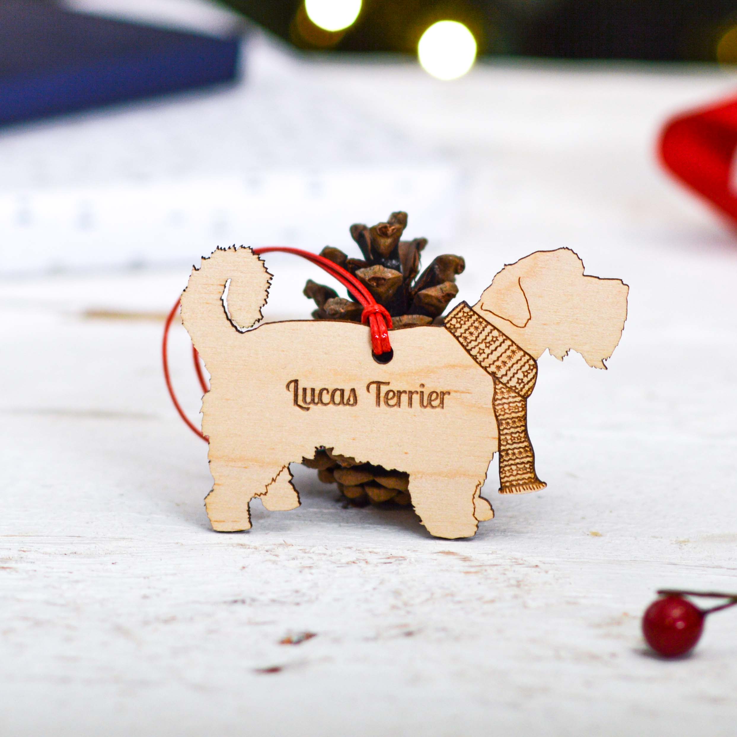 Personalised Lucas Terrier Dog Decoration