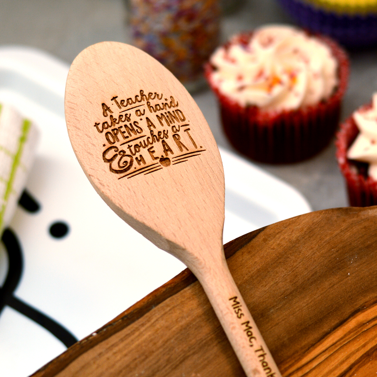 Personalised A teacher takes a hand Wooden Spoon