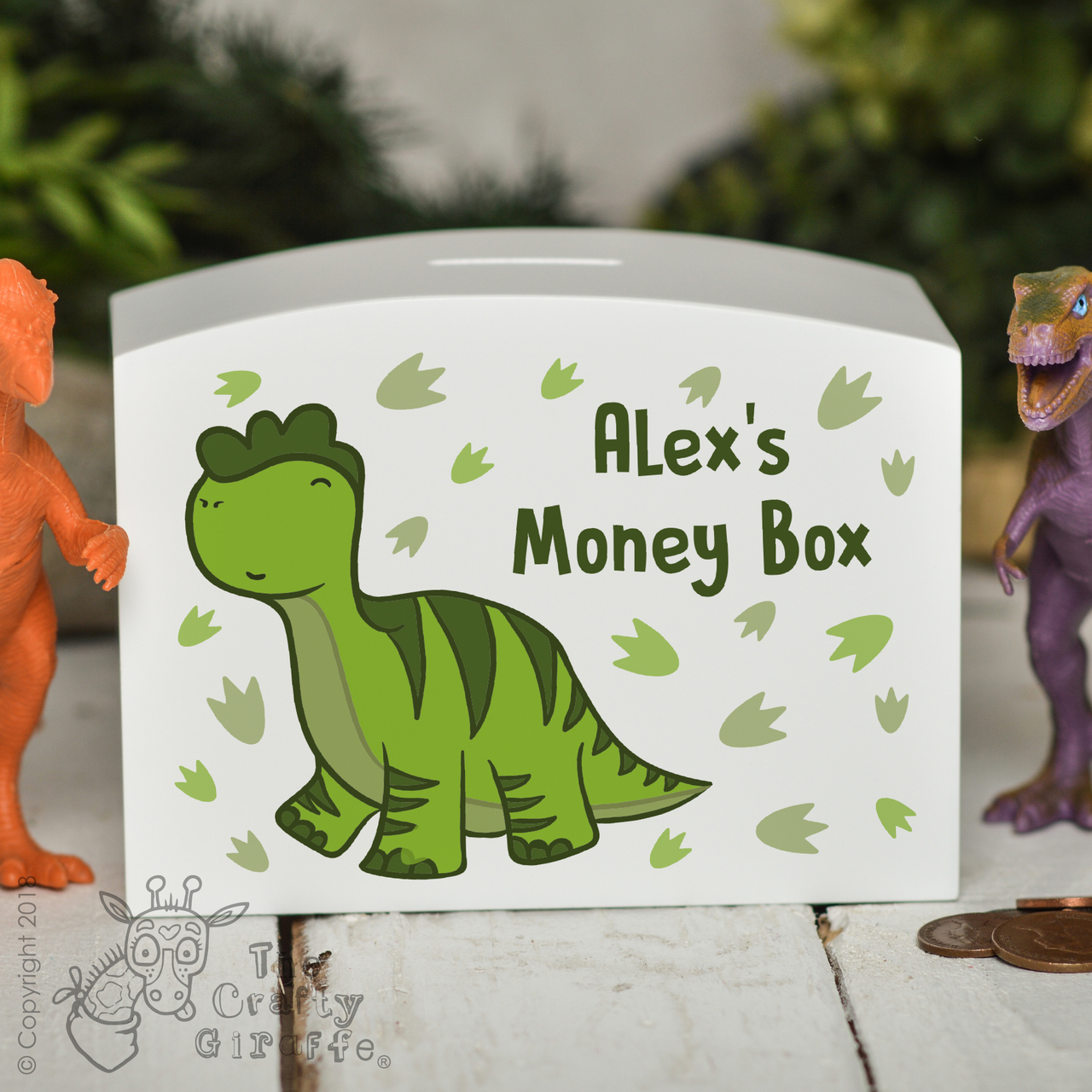 Personalised Diplodocus Money Box
