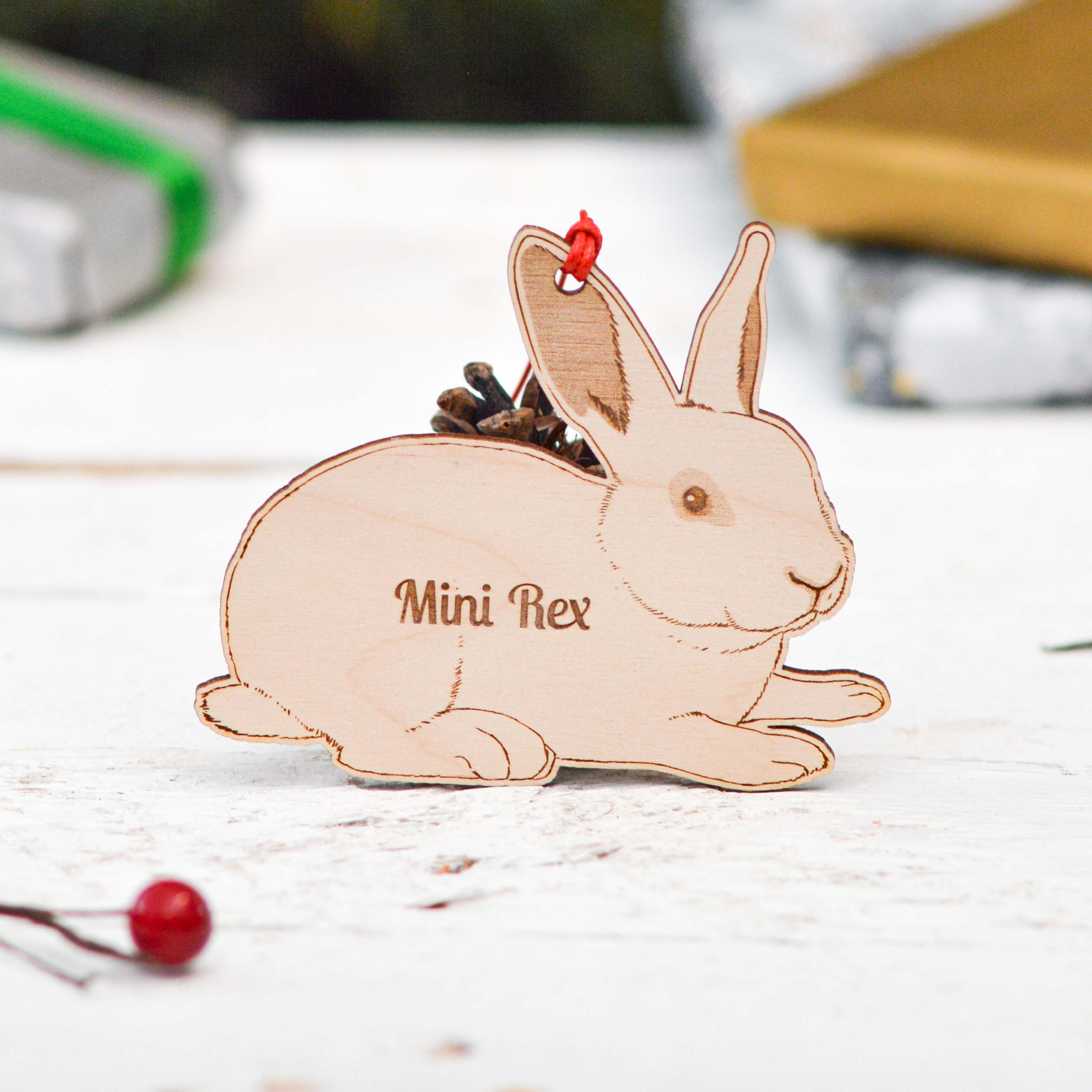 Personalised Mini Rex Rabbit Decoration