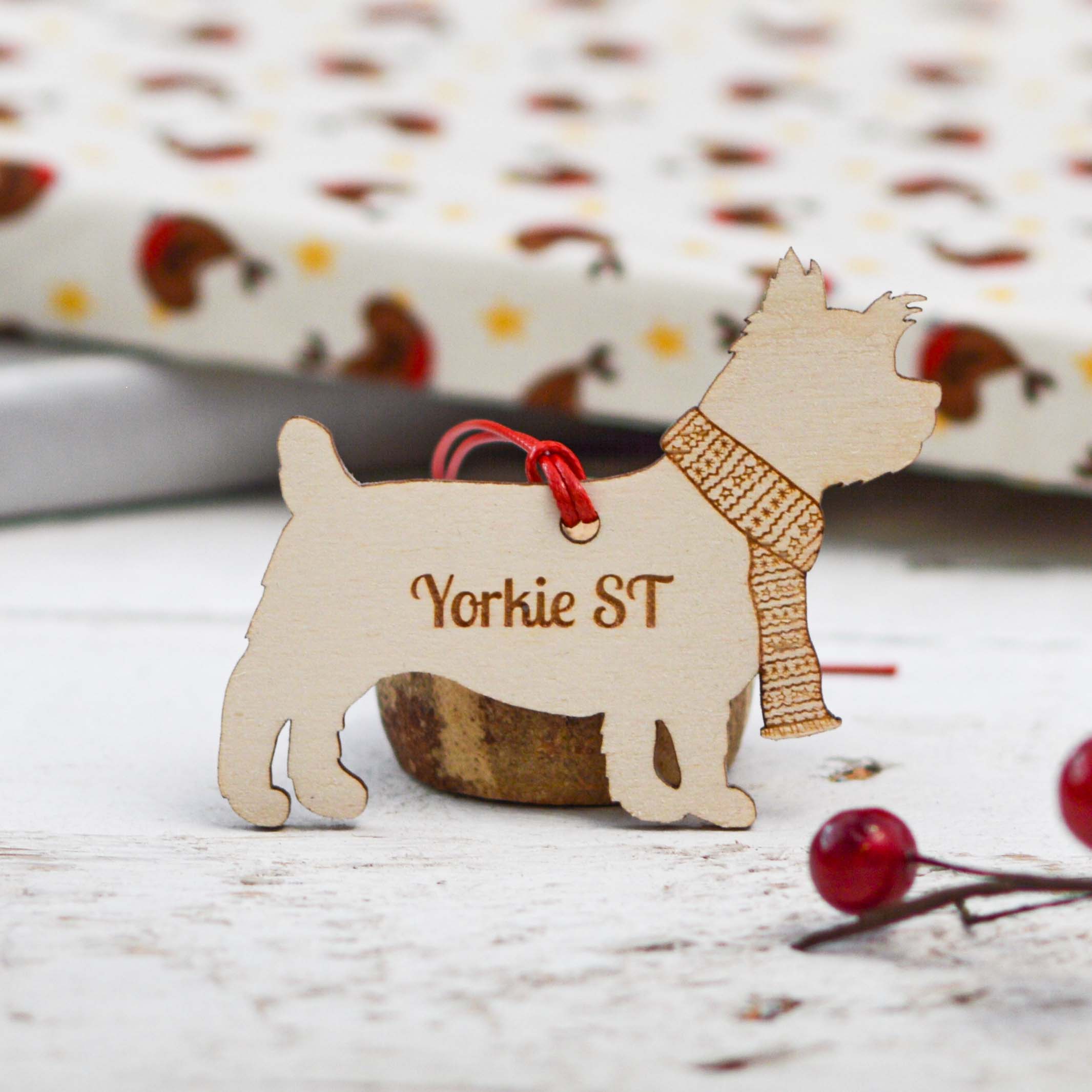 Personalised Yorkshire Terrier Short Tail Dog Decoration