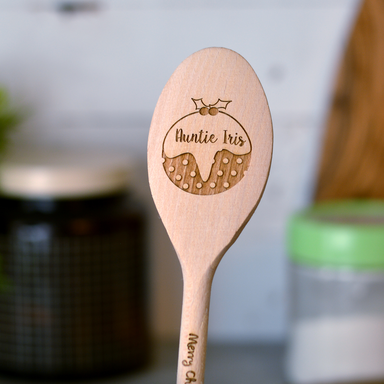 Personalised Christmas Pudding Wooden Spoon