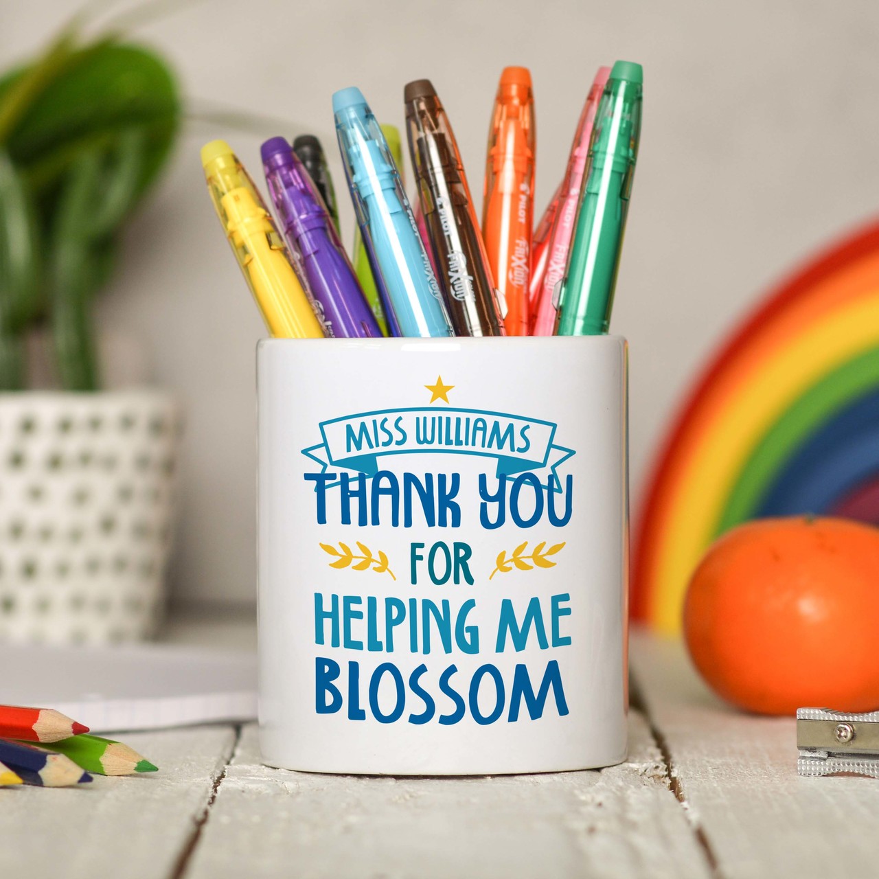 Personalised Thank you for helping me blossom Pencil Pot