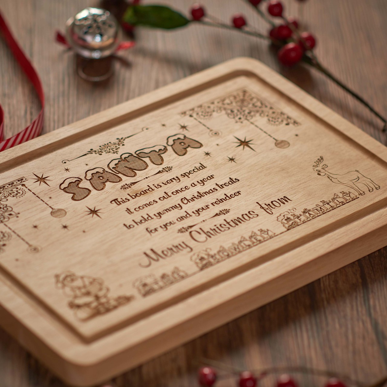 Personalised Santa Platter Wooden Wooden Board