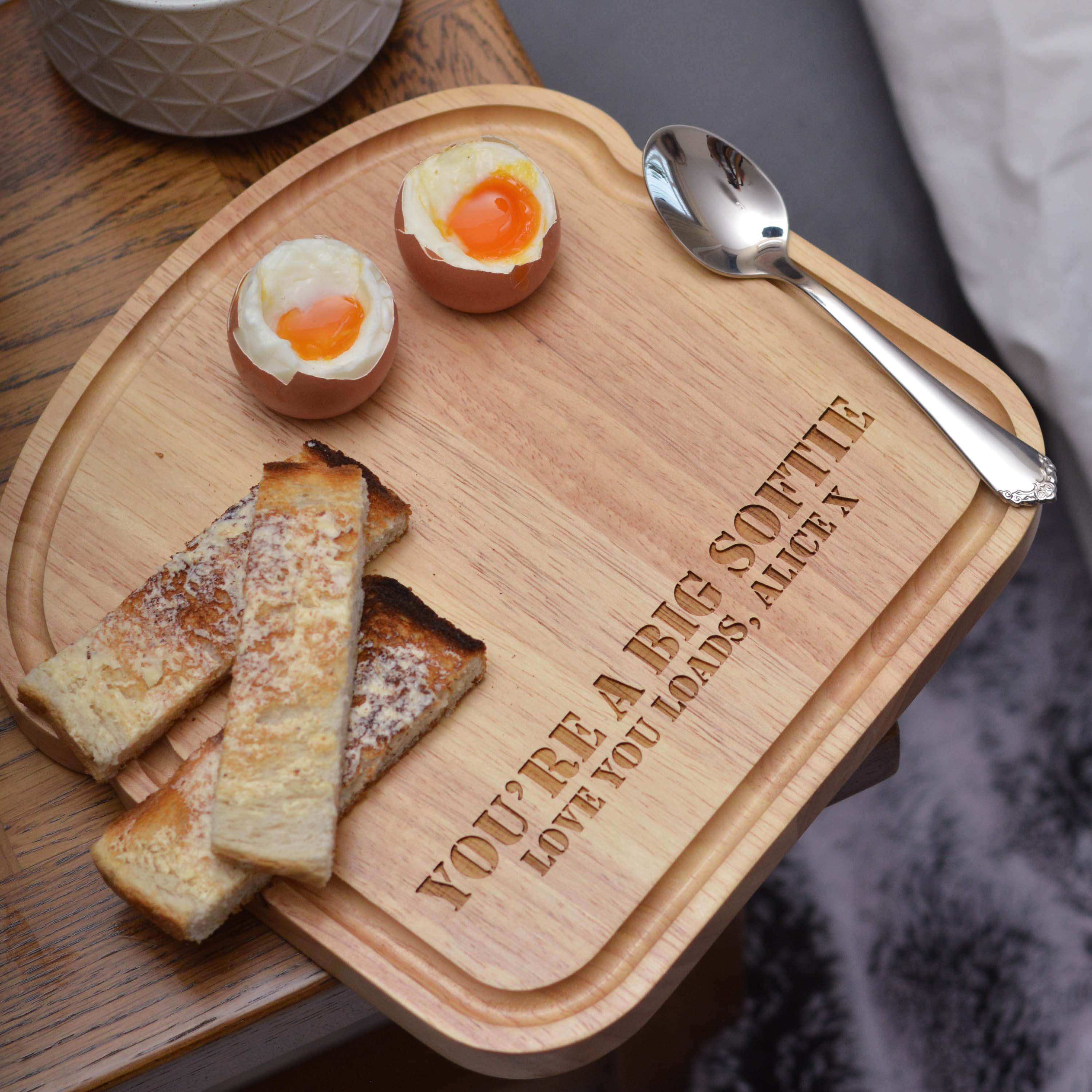 Personalised Breakfast Egg Wooden Board – Eggs and Soldiers Valentine’s Day