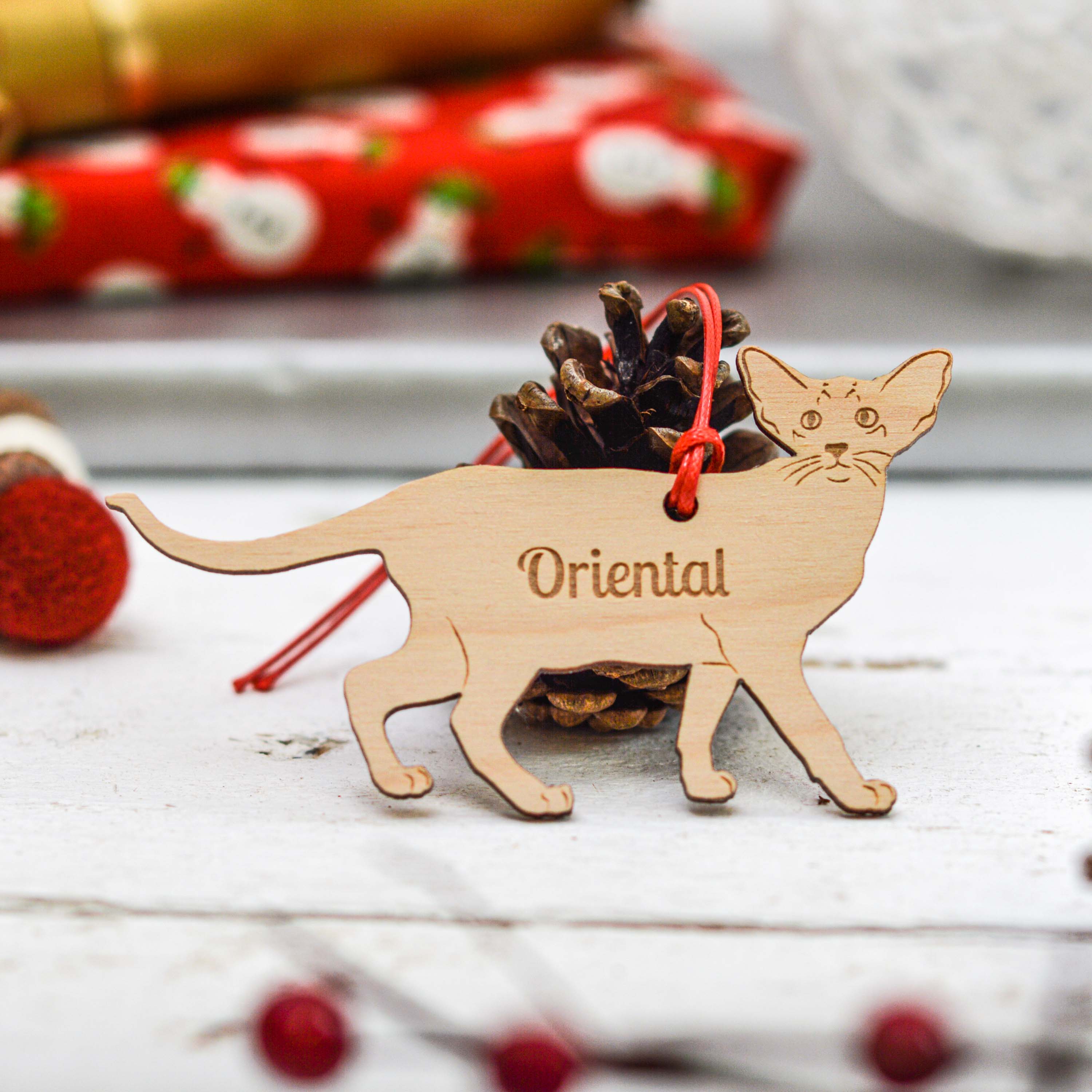 Personalised Oriental Cat Decoration