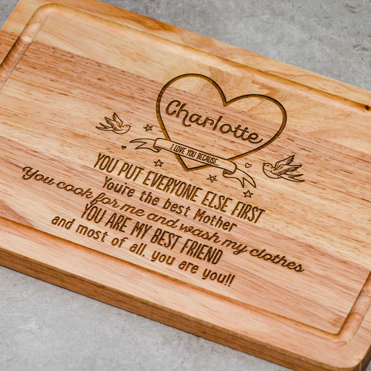Personalised Heart “I love you; because” Valentines Wooden Board