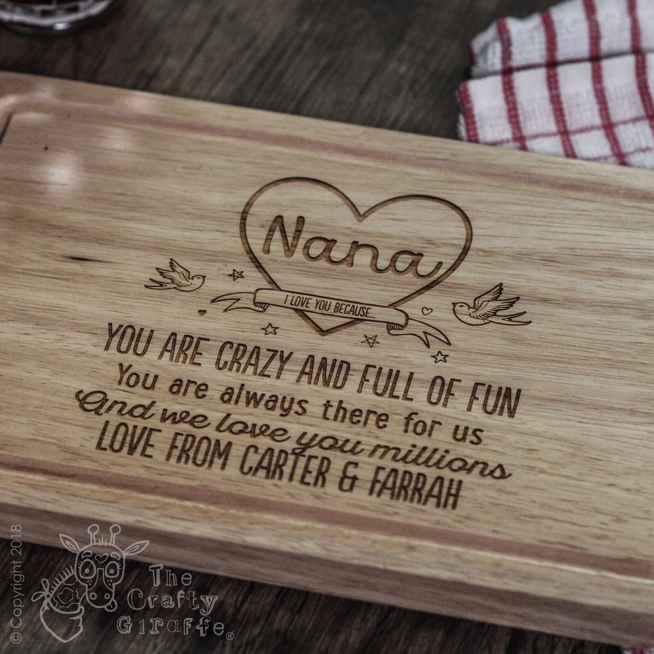 Personalised “Mum ; I love you because” Wooden Board