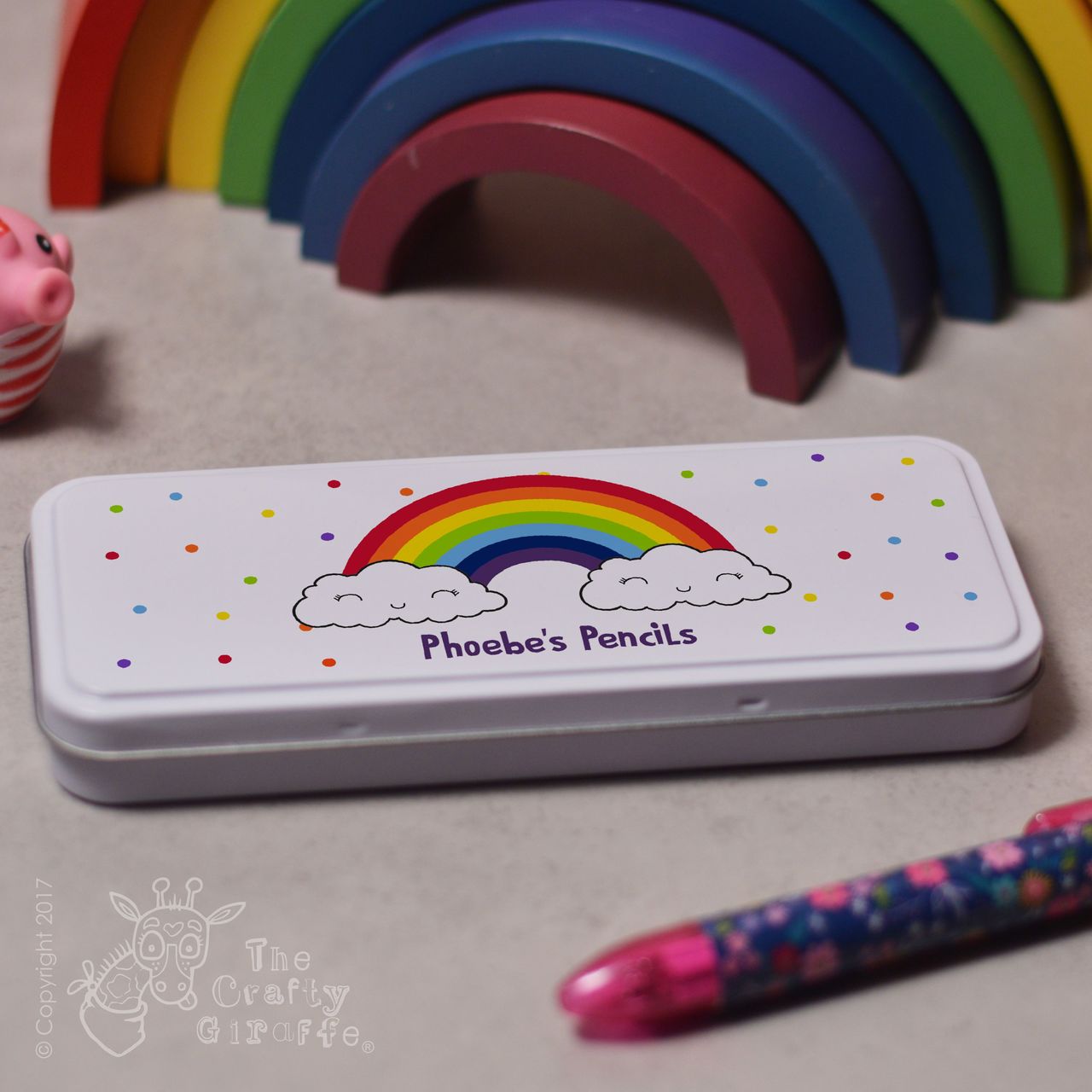 Personalised Rainbow Pencil Tin