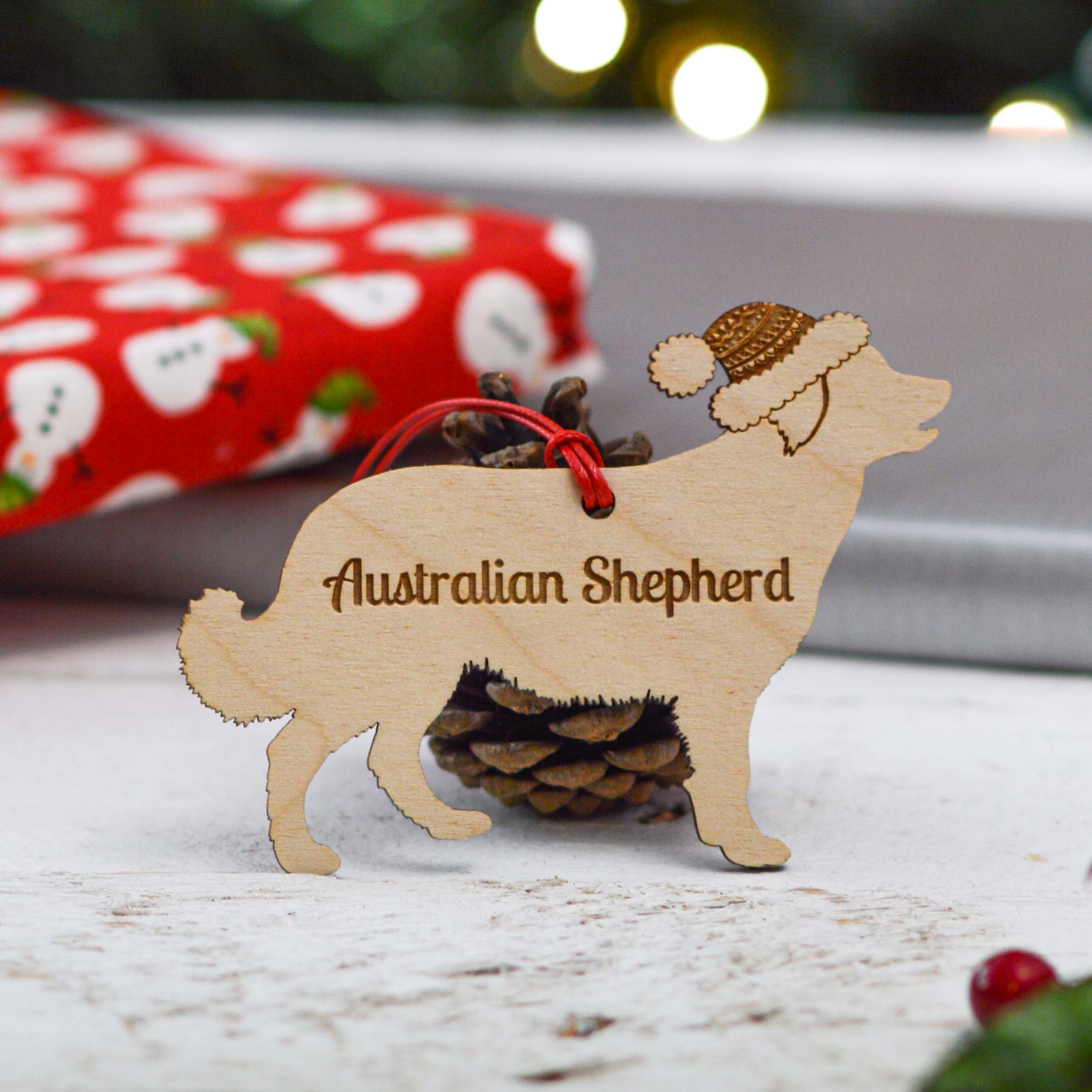 Personalised Australian Shepherd Long Tail Dog Decoration