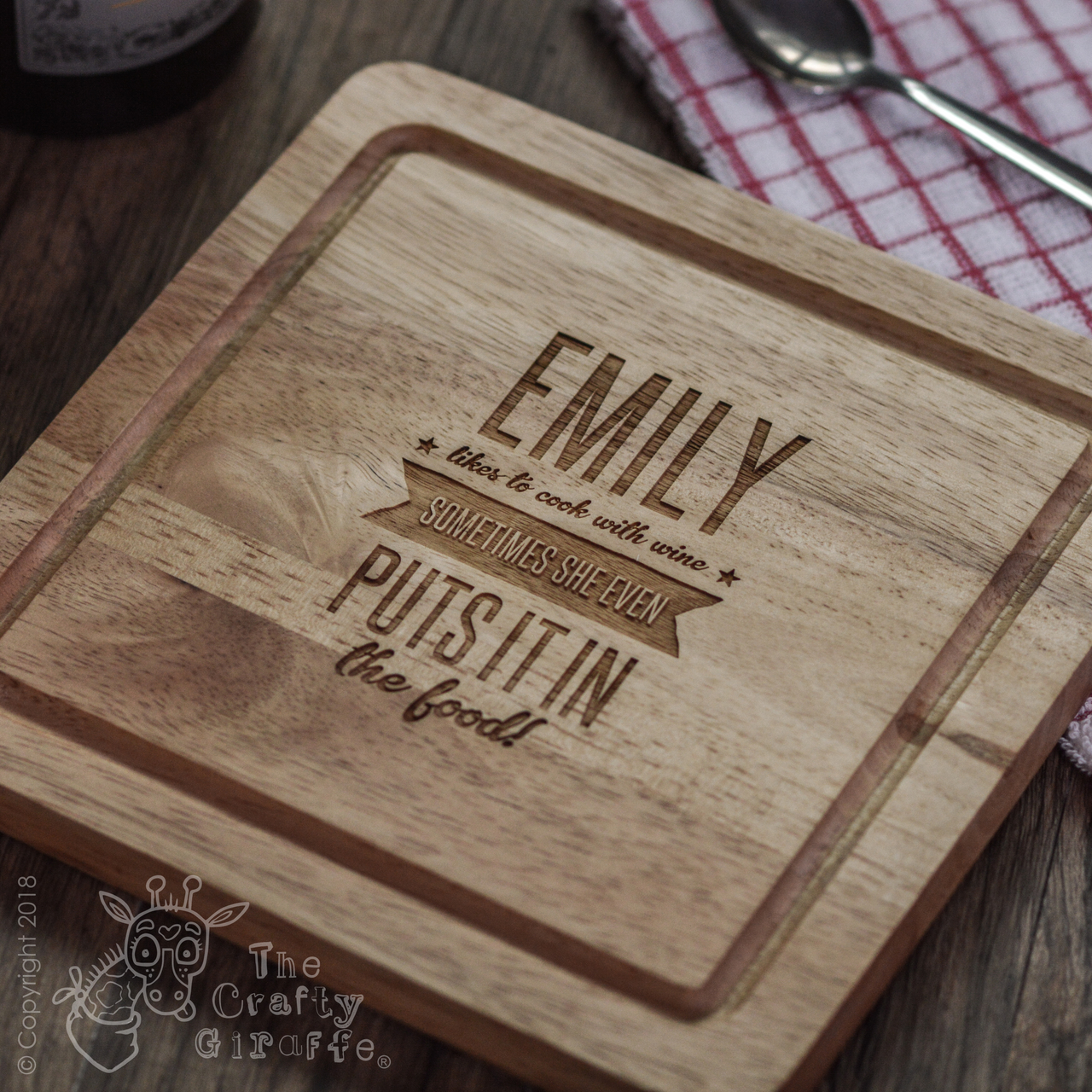 Personalised Likes to Cook with Wine Wooden Board
