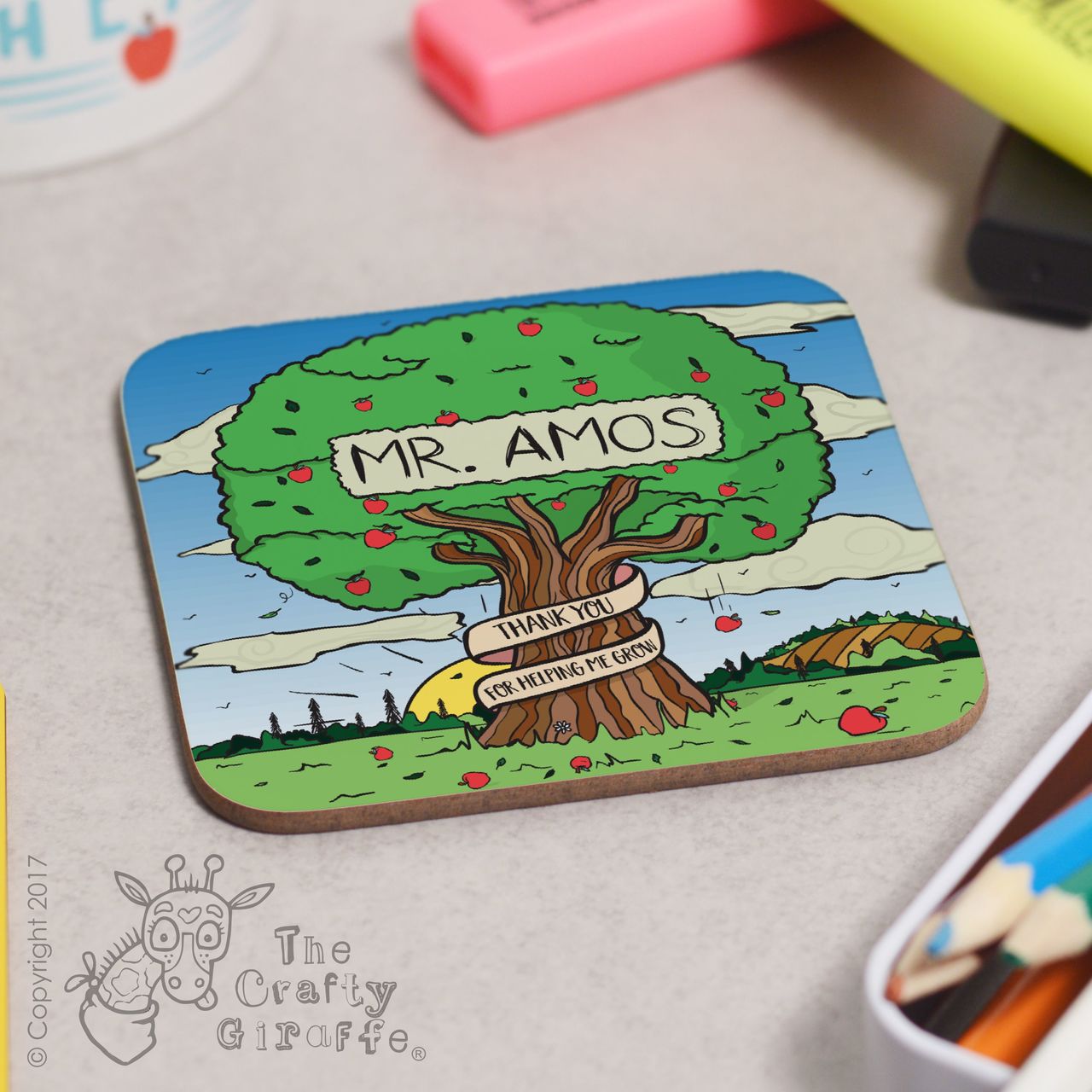 Personalised Apple Tree Coaster