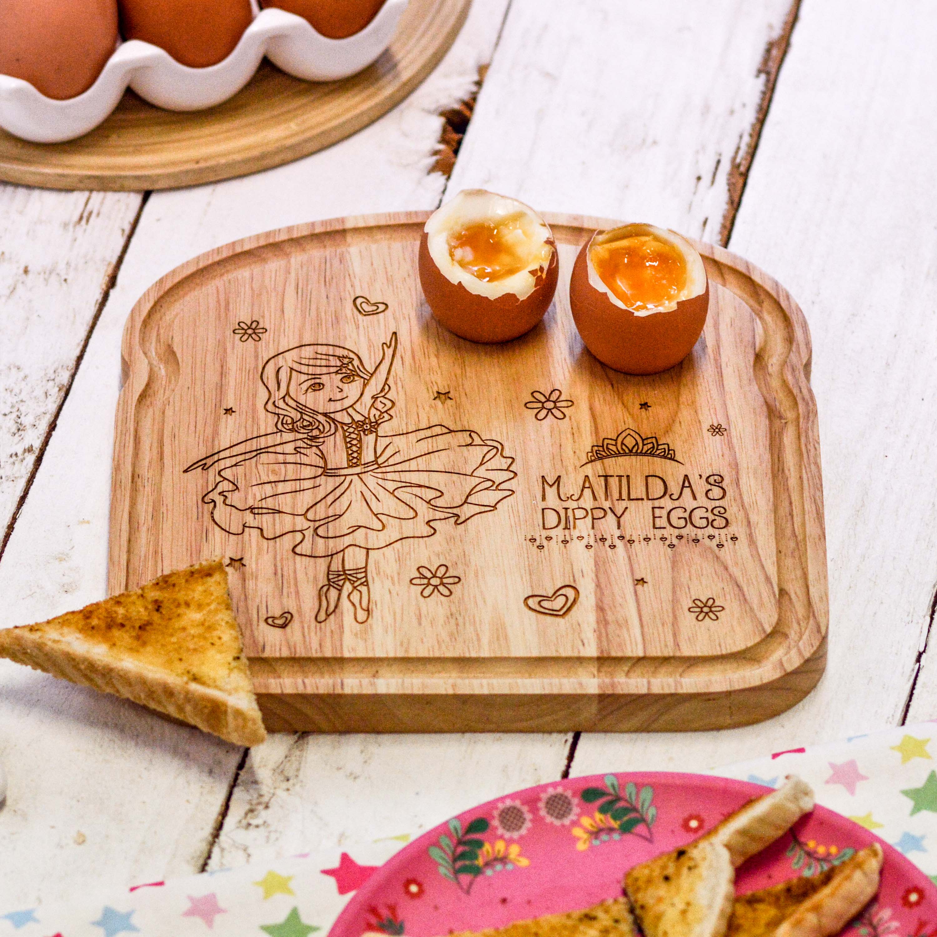 Personalised Breakfast Egg Wooden Board – Ballerina
