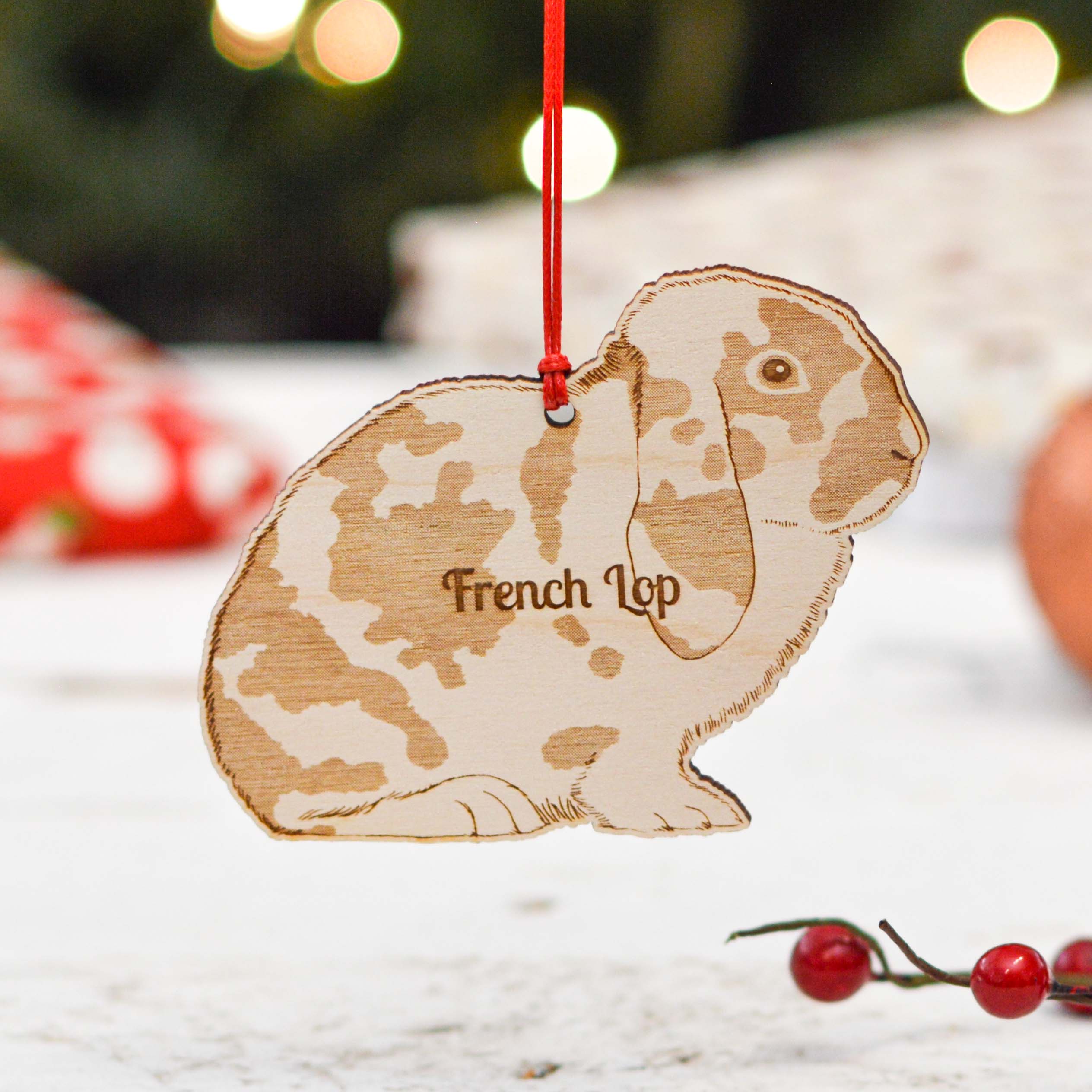 Personalised French Lop Rabbit Decoration