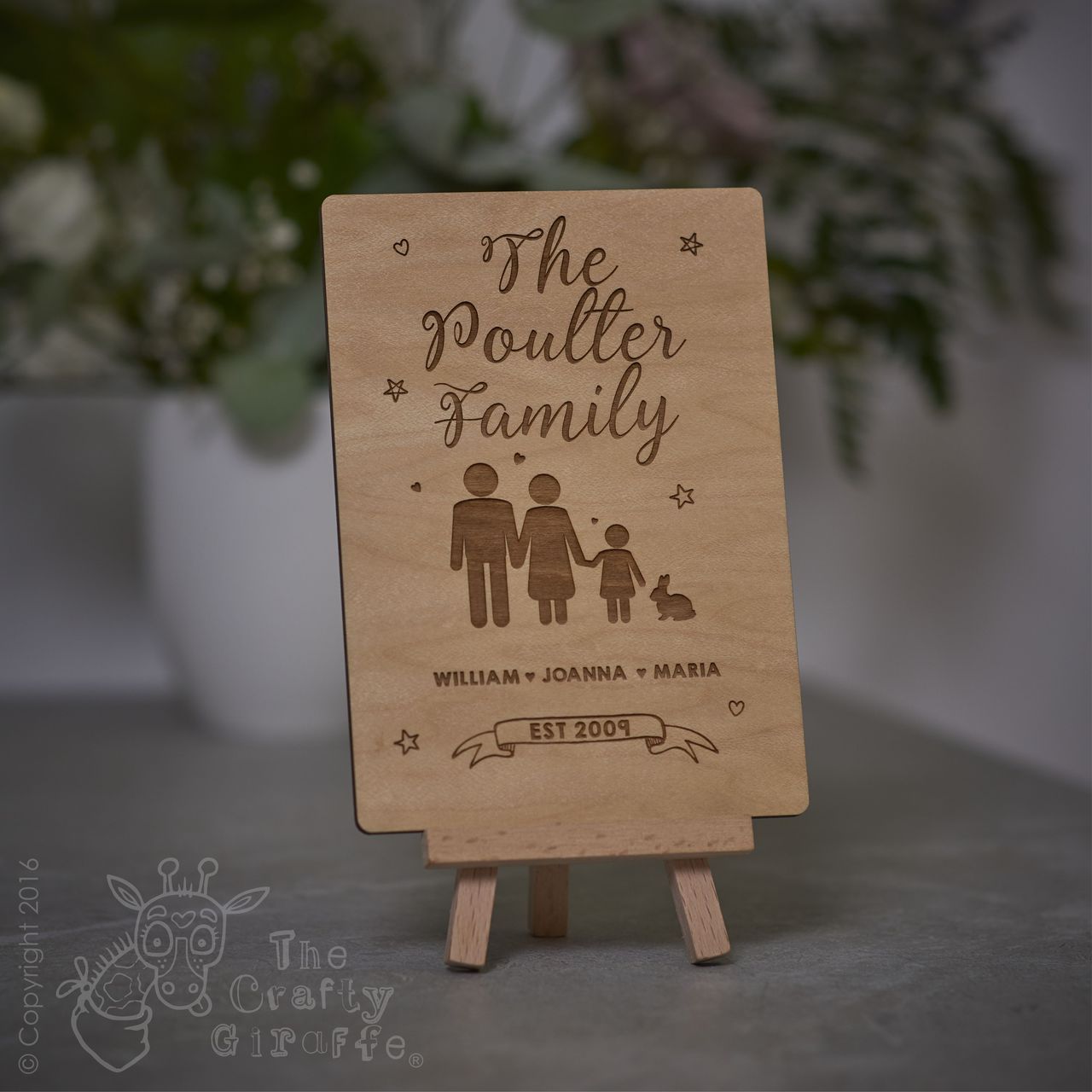 Personalised Family Wooden Card