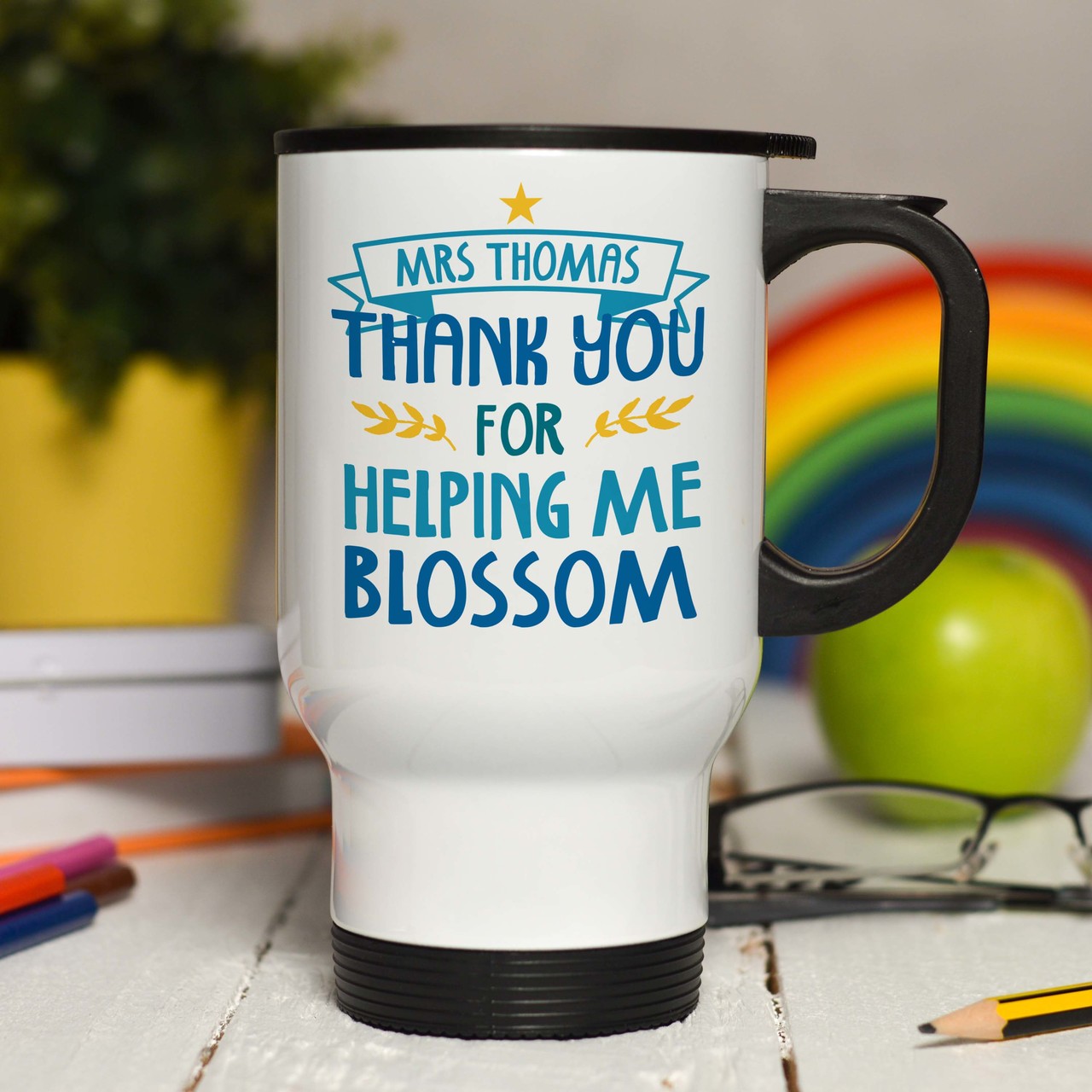 Personalised Thank you for helping me blossom Travel Mug