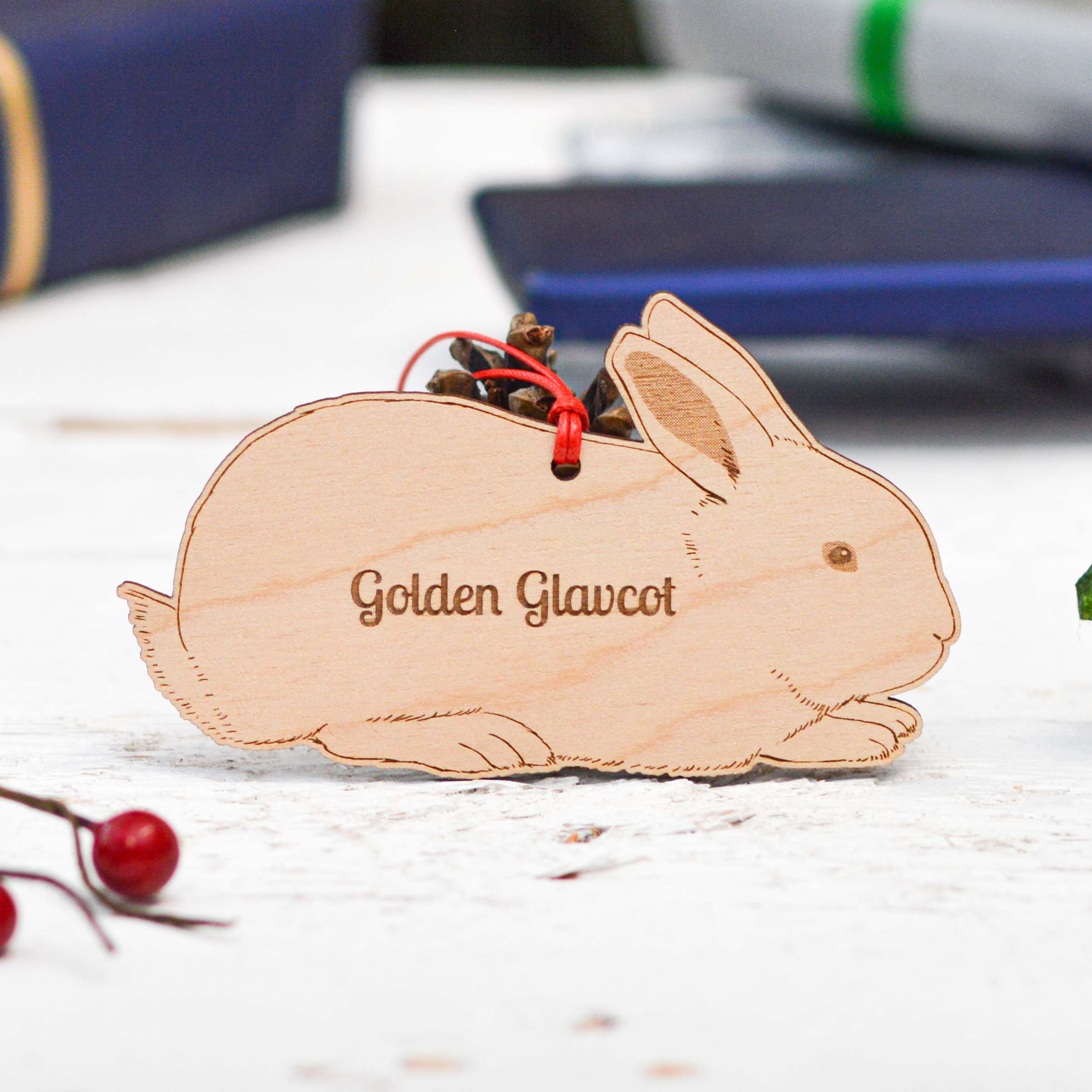 Personalised Golden Glavcot Rabbit Decoration