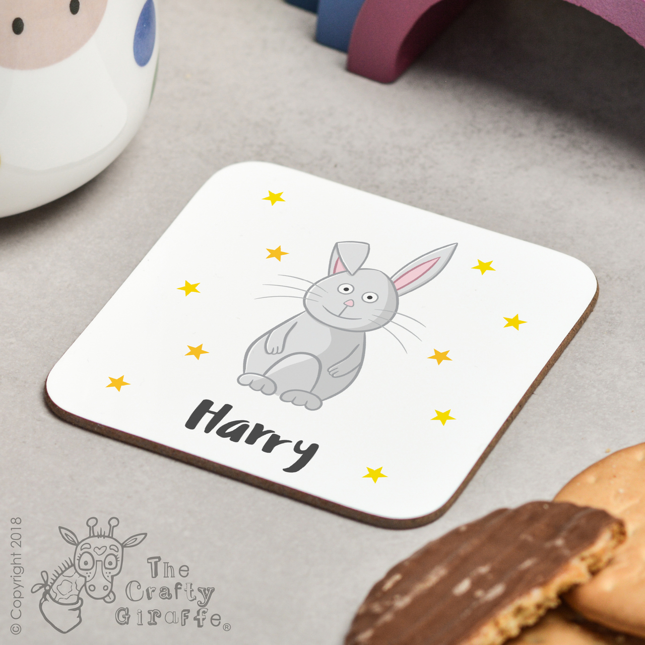 Personalised Rabbit Coaster